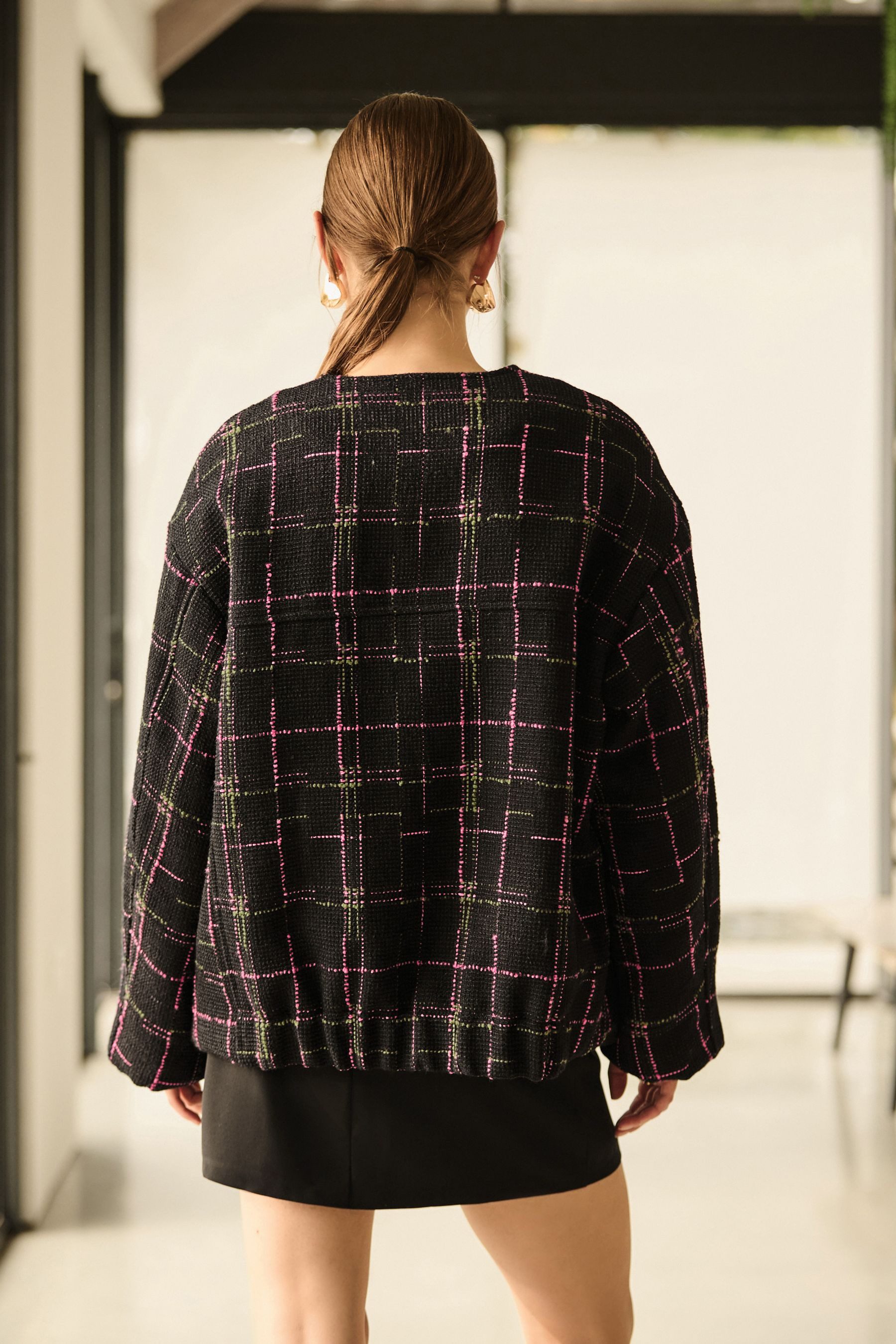 Next Jackenblazer Karierte Jacke ohne Kragen (1-tlg) günstig online kaufen