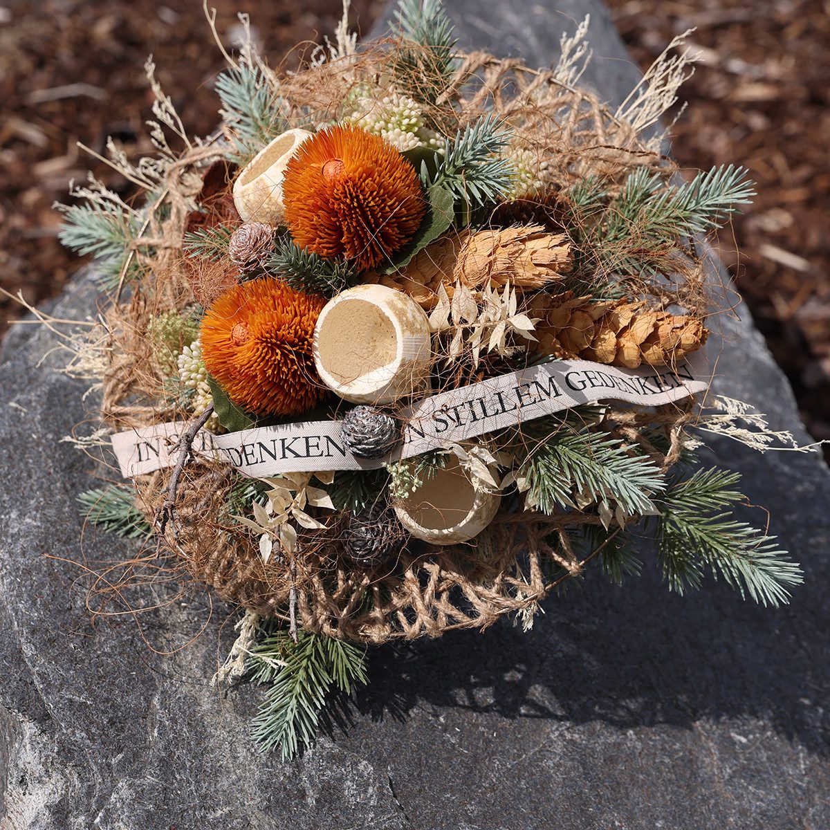 Kunstblume Kunstblumen Banksia Orange 58cm Proteaceae 3er-Set Deko, Viana, günstig online kaufen