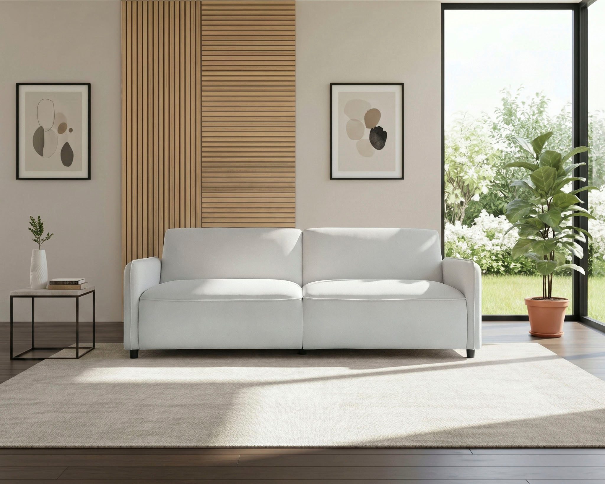 Dorel Home 3-Sitzer Allie Curved Schlafsofa 209 cm, Bettfunktion (110/190), verstellbare Rückenlehne, Cord u. Velours