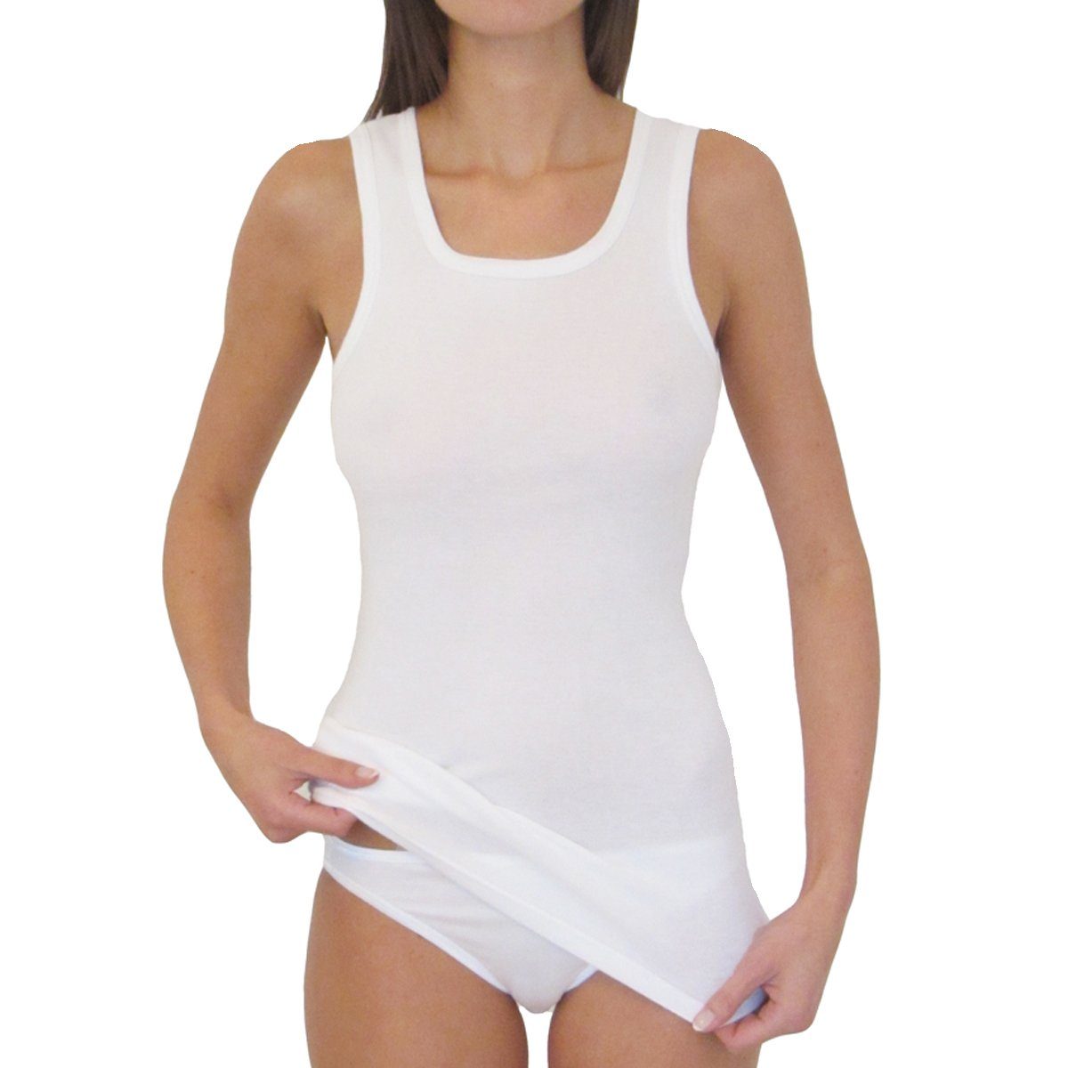 HERMKO Unterhemd 17325 Baumwolle/Modal, Longshirt, längeres Tank Top, angenehm weich