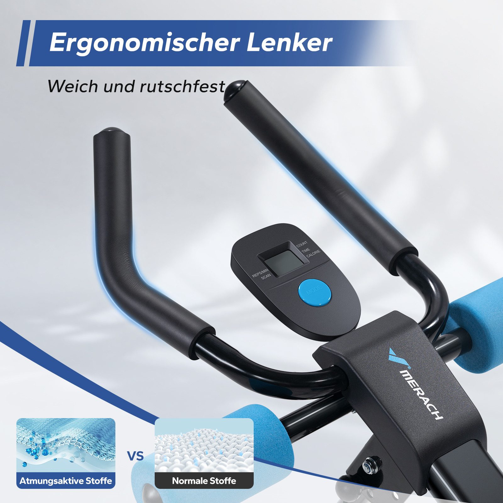 MERACH Bauchtrainer Multifunktionale Bauchtrainer für Zuhause, Bauchmuskeltrainer (LCD-Display, einstellbare Schwierigkeitsstufen, Glattes Gleiten, 5 Höheneinst – Bild 4 von 5