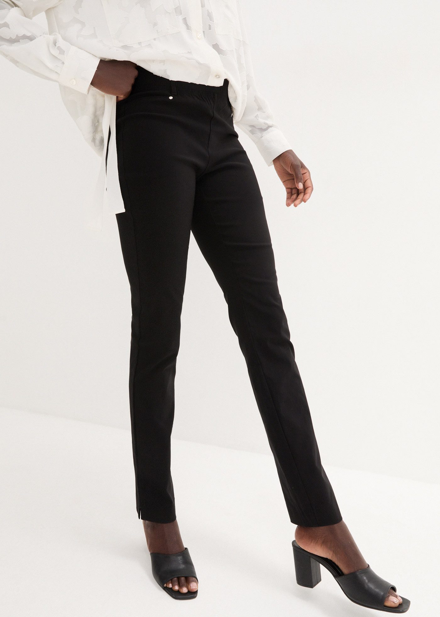 bonprix Stretch-Hose aus Viskose, Slim Fit Passform, Schlupfform mit Gürtelschlaufen