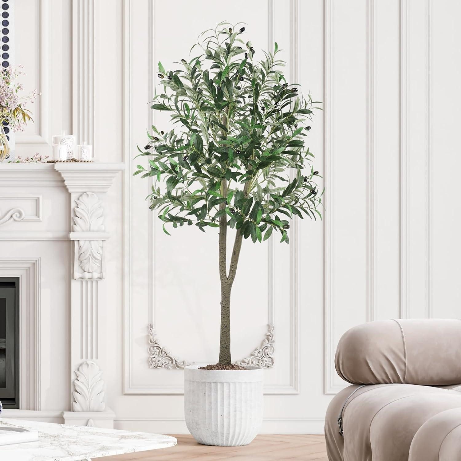 Kunstbaum Künstlicher Olivenbaum 150cm groß Deko Kunstpflanze Wohnzimmer Büro