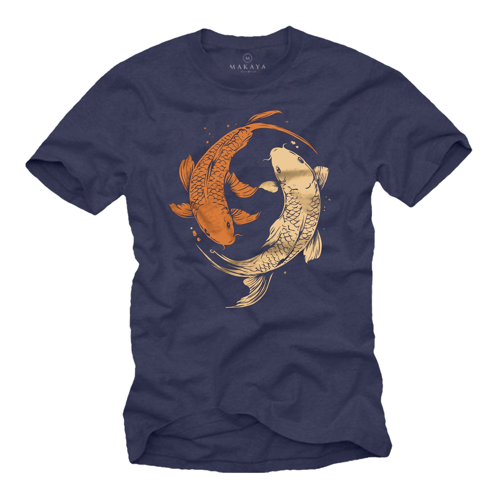 MAKAYA T-Shirt mit Yoga Motiv Yin Yang Print Angler Geschenke Fische Japan günstig online kaufen