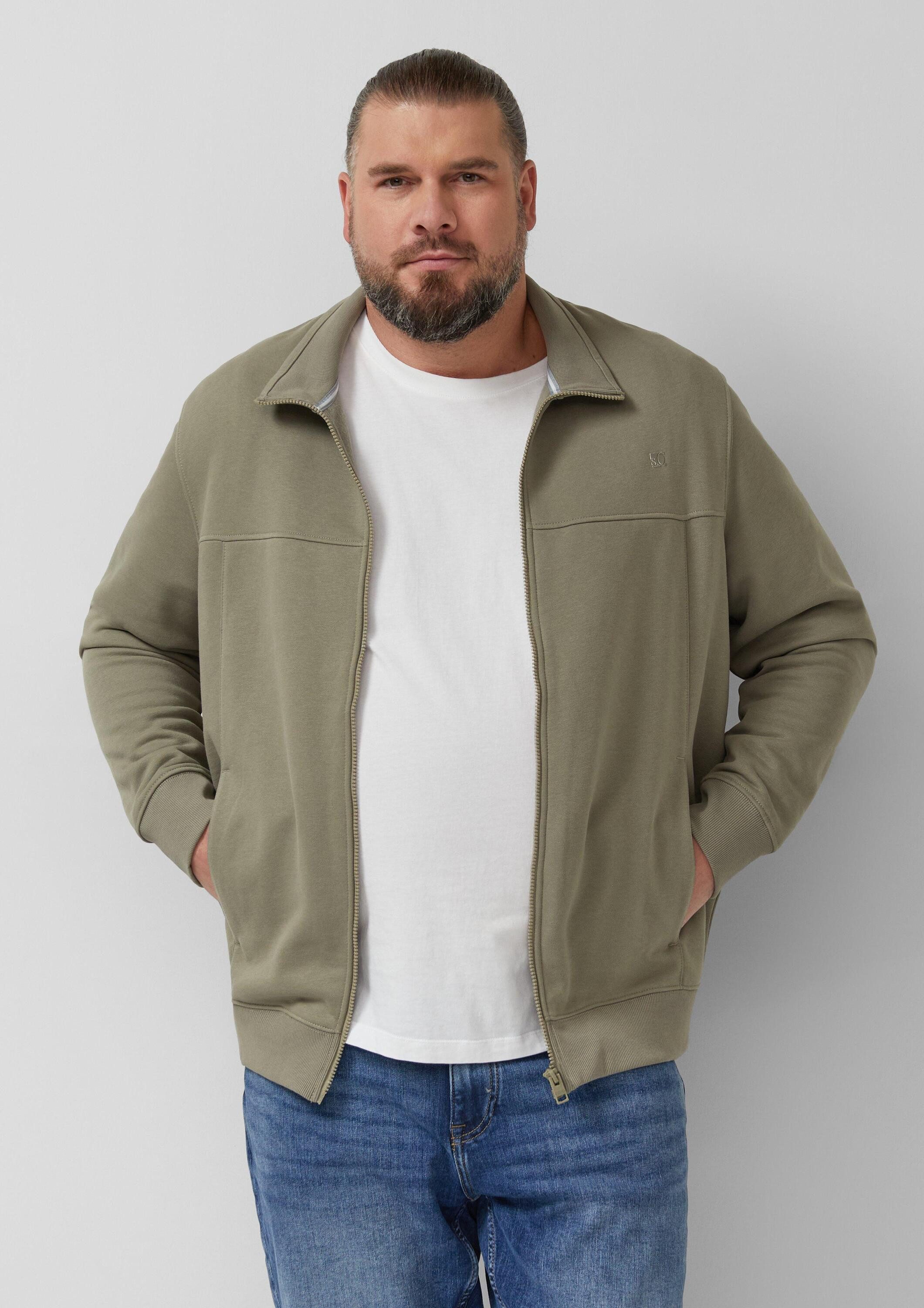 s.Oliver Sweatjacke Sweatshirt Jacke Sweatshirt-Jacke mit Stehkragen und Eingrifftaschen