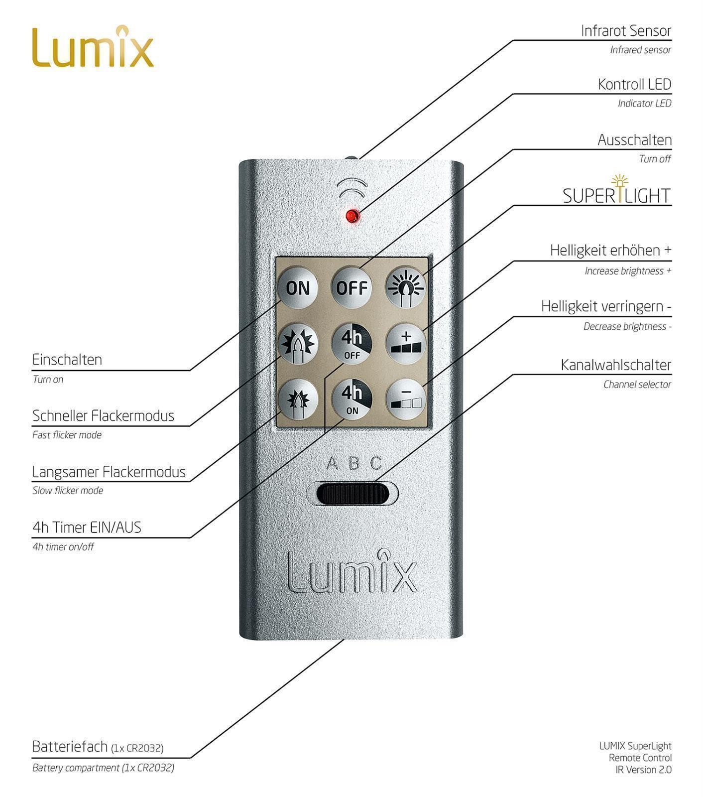 lumix LED-Christbaumkerzen LUMIX SuperLight Flame Mini Basis