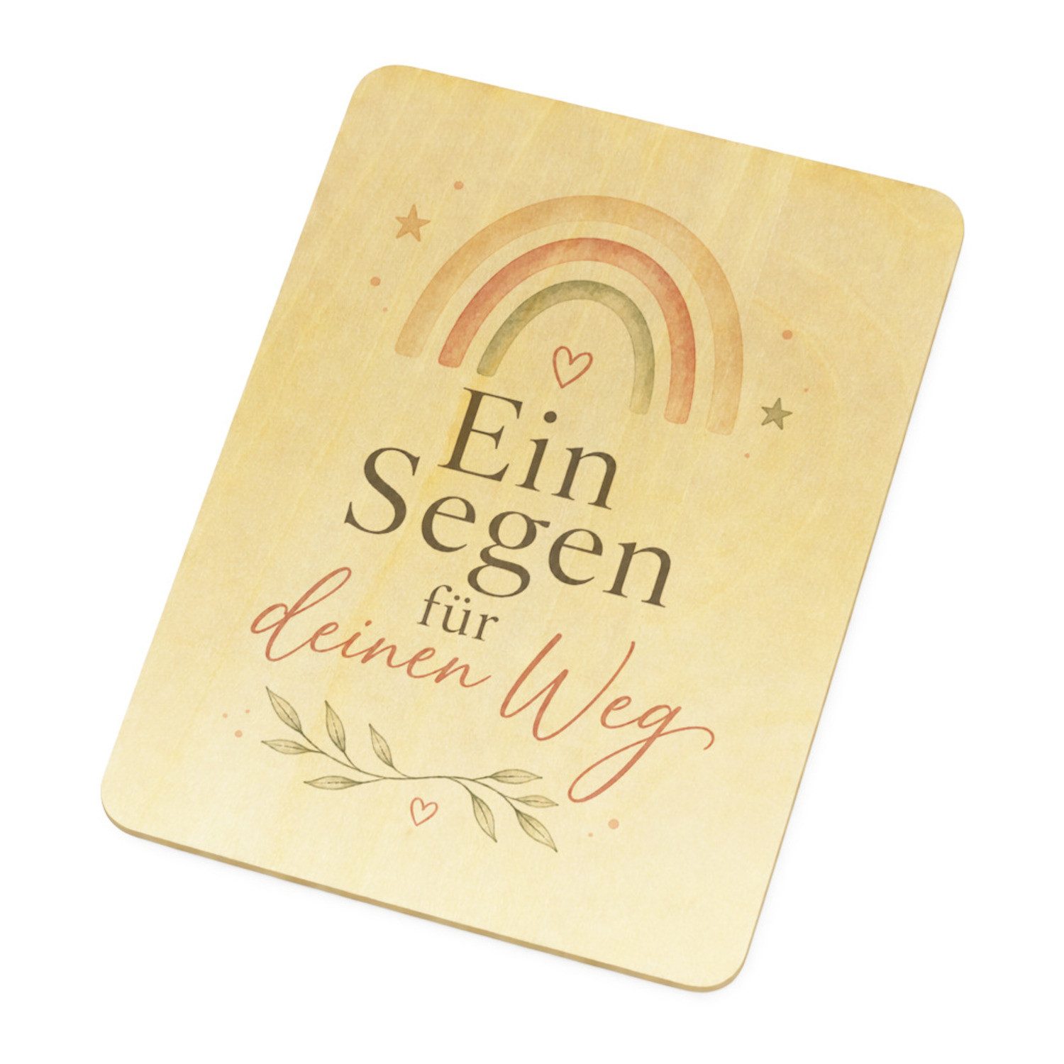 speecheese Postkarte Postkarte Holz Ein Segen für deinen Weg Regenbogen Grußkarte Mit zur