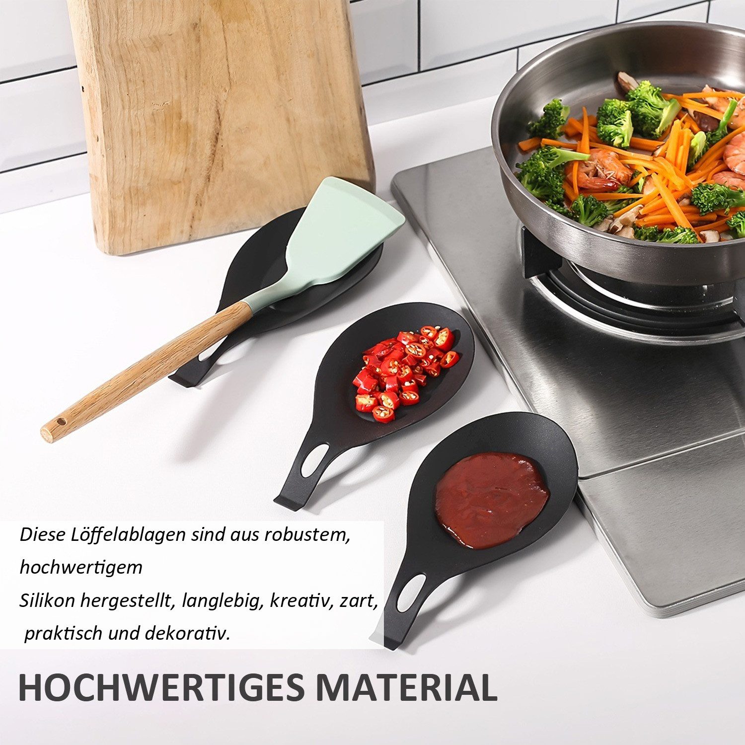 Refttenw Kochlöffelhalter Küchenutensilienablage,Silikon Löffel Rest,Hitzeb günstig online kaufen