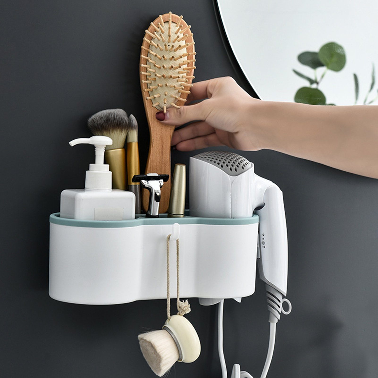 hellgrün Werkzeuge Bohren Haartrocknerhalter, Halter) fürs Badezimmer Rutaqian (Multifunktional Badorganizer Ohne Haartrocknerhalter Föhnhalterung