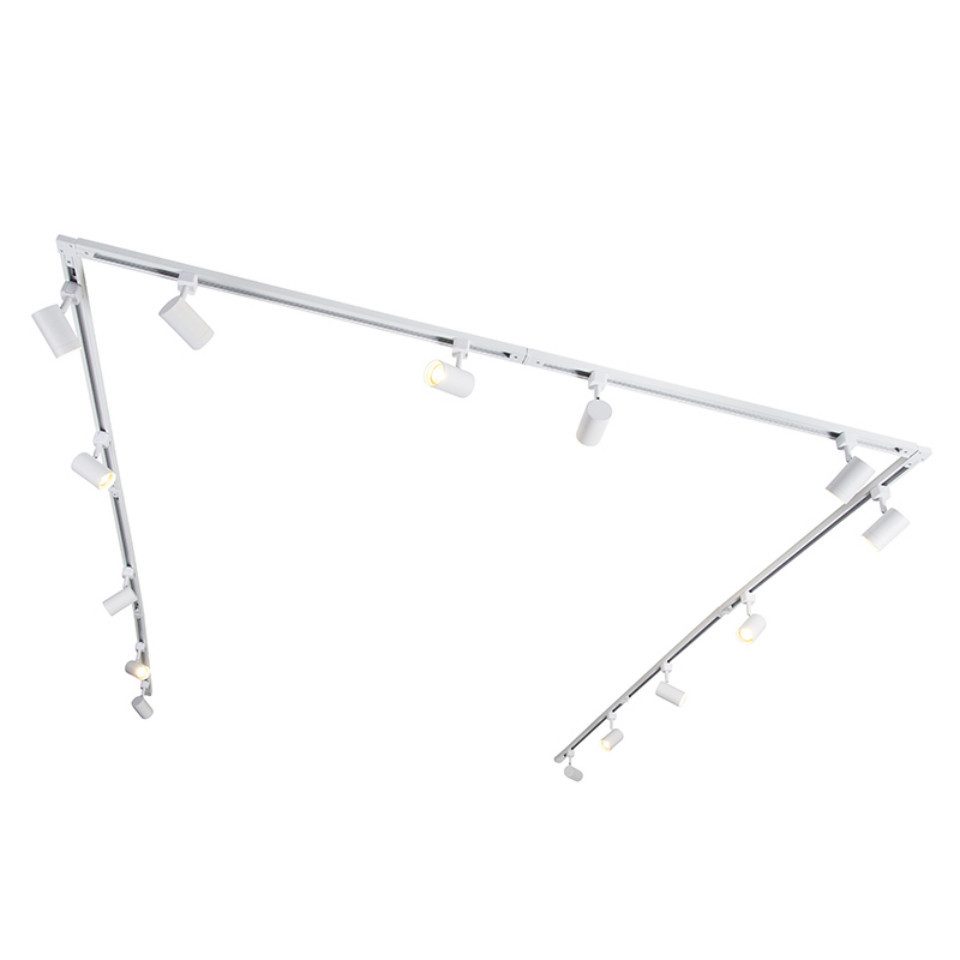 Qazqa Комплекты рельсовой системы Iconic jeana, 765 cm, (1-tlg), GU10, Weiß, Modern, Stahl, Deckenstrahler 14-flammig