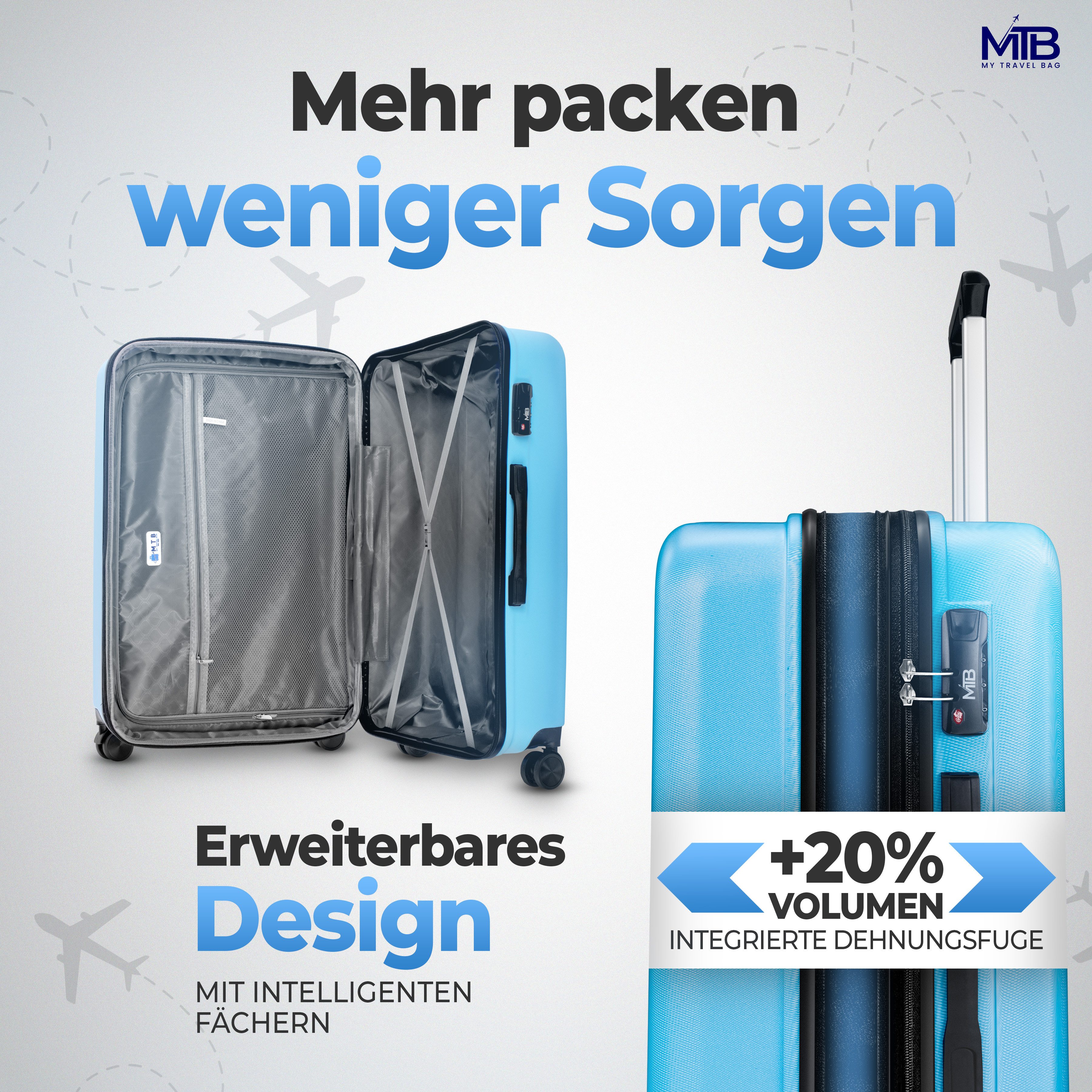 My Travel Bag Koffer Hartschalen-Trolley Reisekoffer Trolley Tasche Rollkoffer ABS 75cm, Dehnungsfuge für bis zu 20% mehr Volumen