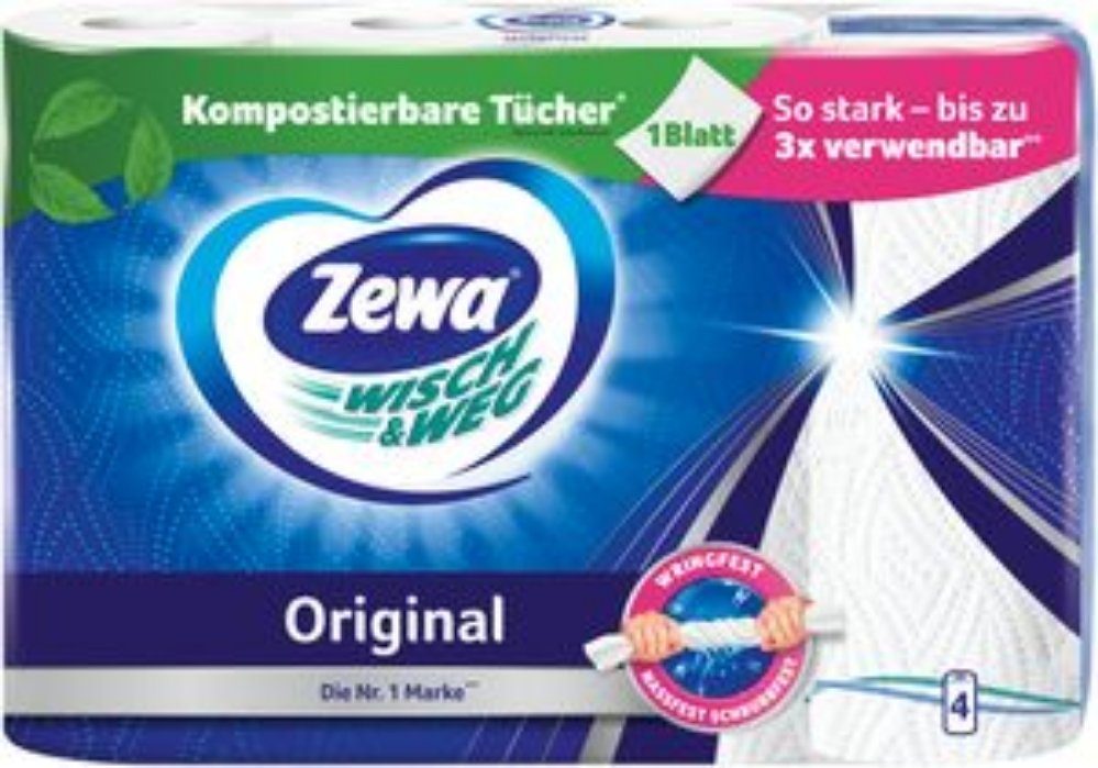 ZEWA Papierküchenrolle Zewa Wisch und Weg Küchenrollen Original,3 x 8 Rollen (45 Blatt) (1-St)
