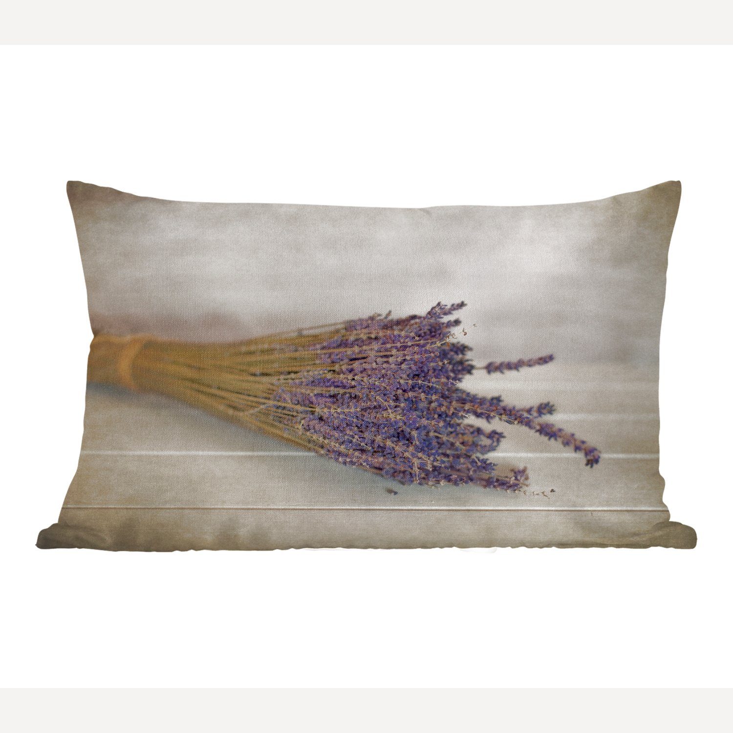 MuchoWow Dekokissen Blumenstrauß aus getrocknetem Lavendel, Wohzimmer Dekoration, Zierkissen, Dekokissen mit Füllung, Schlafzimmer