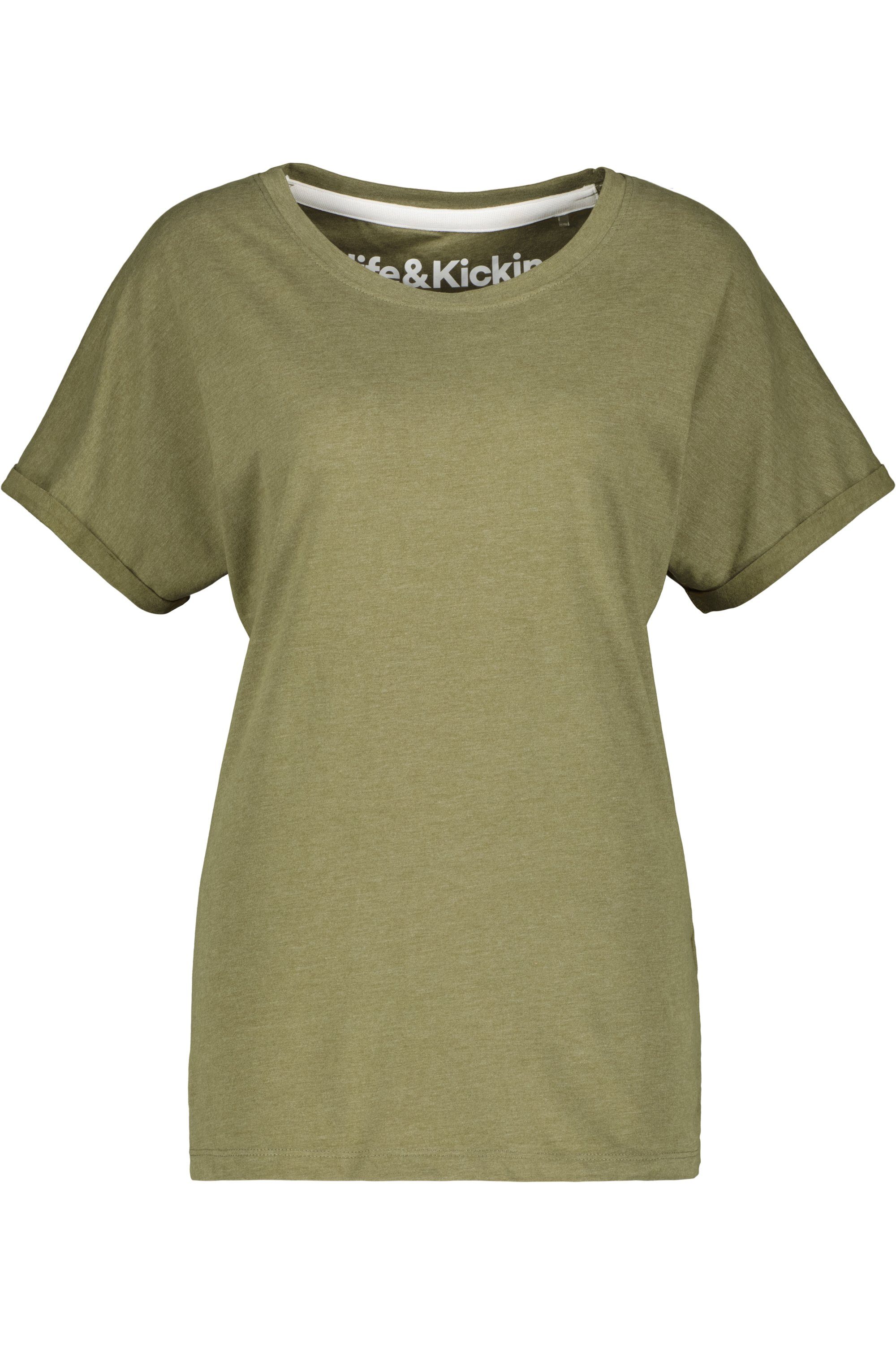 Alife & Kickin MalaikaAK Damen kelp A melange Rundhalsshirt Shirt sea Kurzarmshirt, Shirt