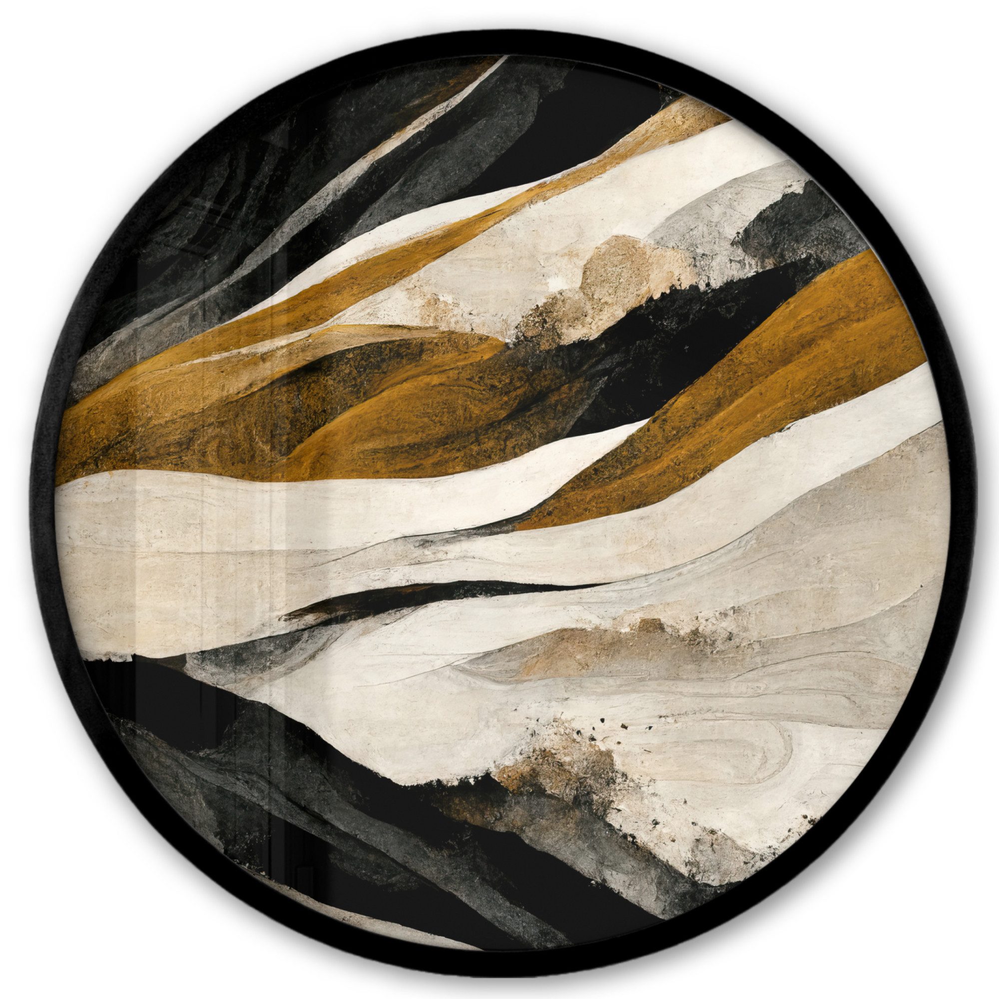 Poster Rund - Farbe - Landschaft - Braun - Schwarz