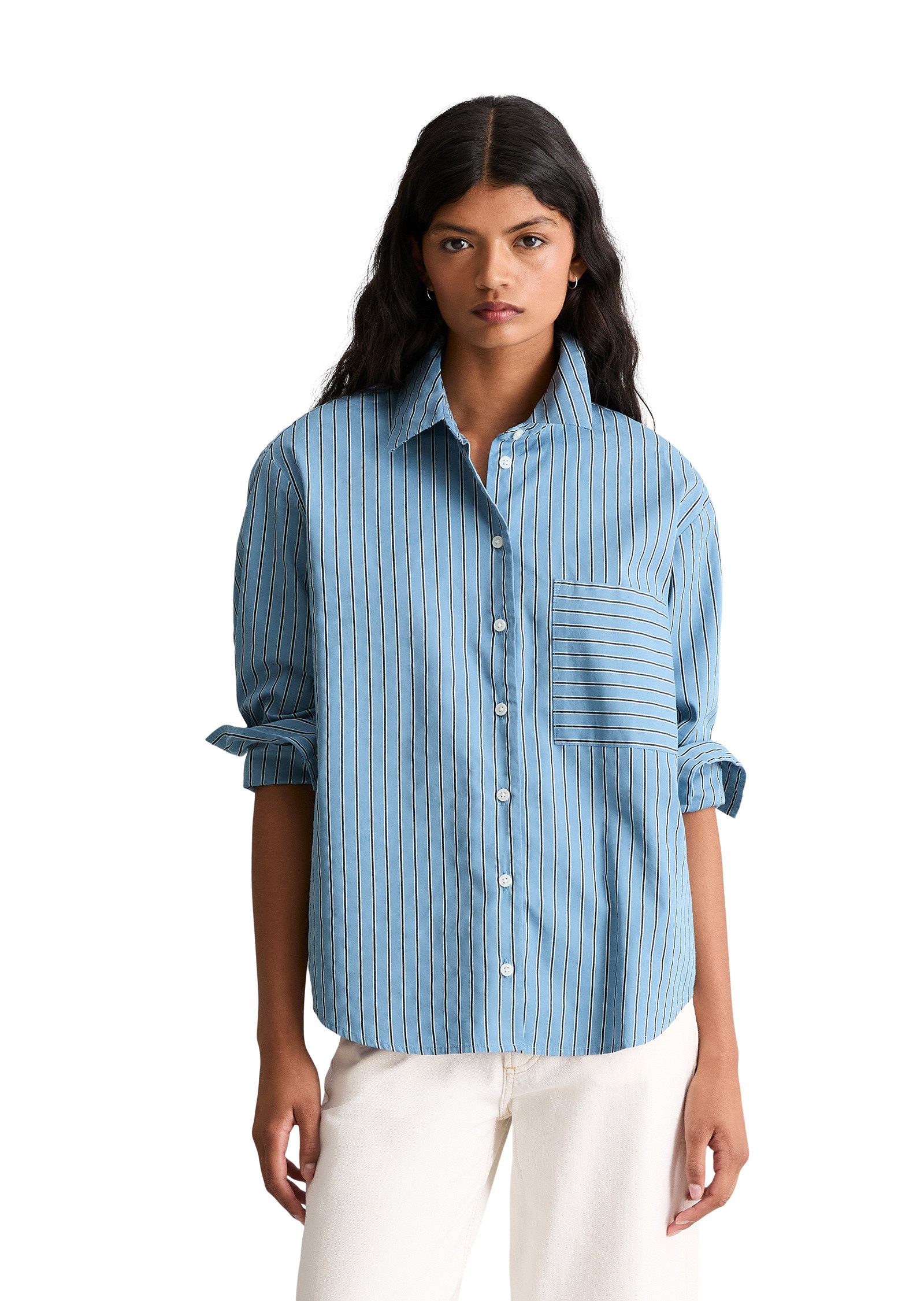 Marc O'Polo DENIM Langarmbluse aus Organic Cotton Lyocell-Mix günstig online kaufen