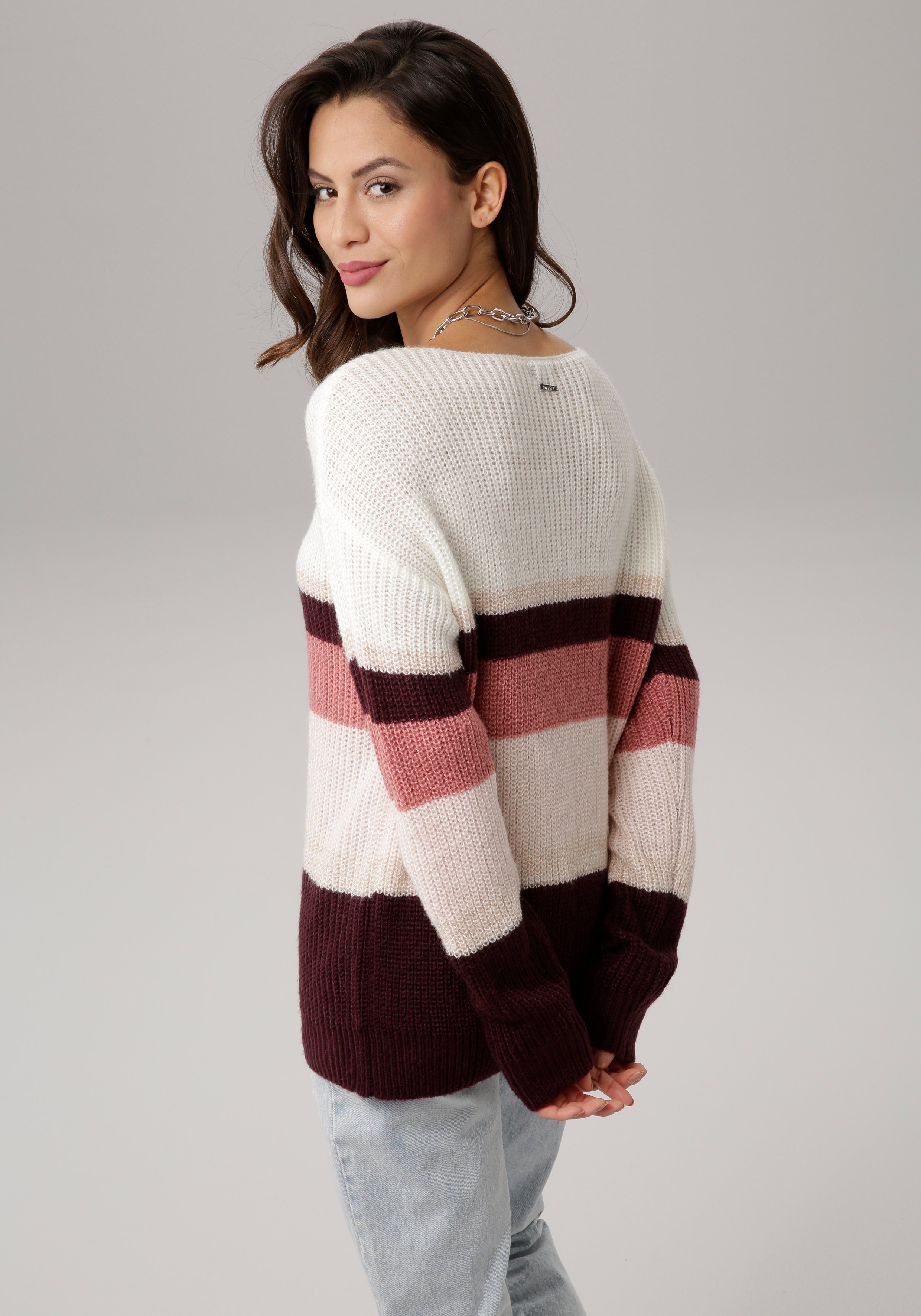 Damen Pullover Laura Scott Rundhalspullover mit modischem Streifen-Design