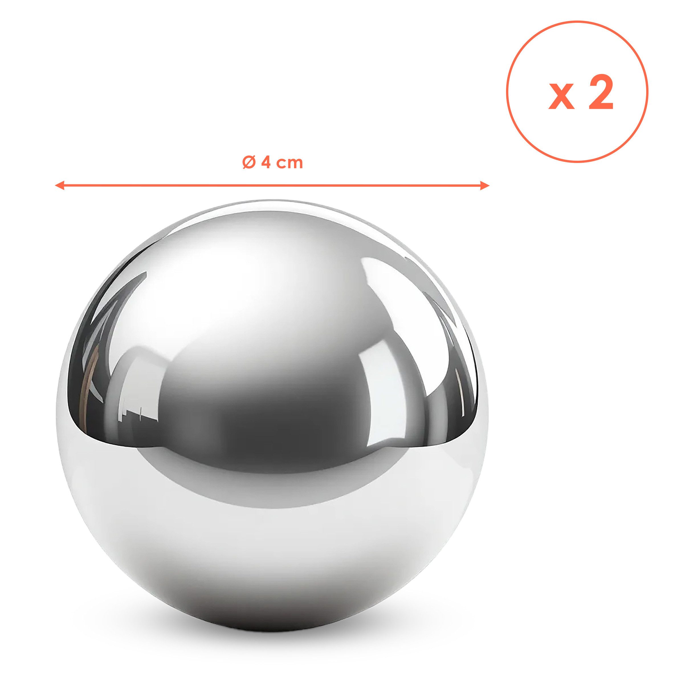 Spetebo Dekokugel Edelstahl silber glänzend für Zierbrunnen 6 / 4 / 2 cm - 6er Set (Anzahl, 1 St., Stück), in 3 verschiedenen Größen – Bild 3 von 5