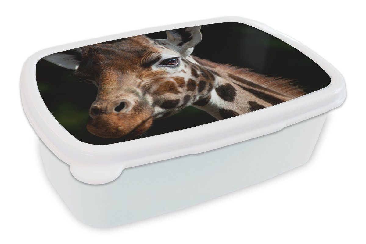 MuchoWow Lunchbox Giraffe Brotbox - und Jungs Brotdose, Kunststoff, für Erwachsene, Leicht für - (2-tlg), weiß und Kinder Mädchen Schwarz