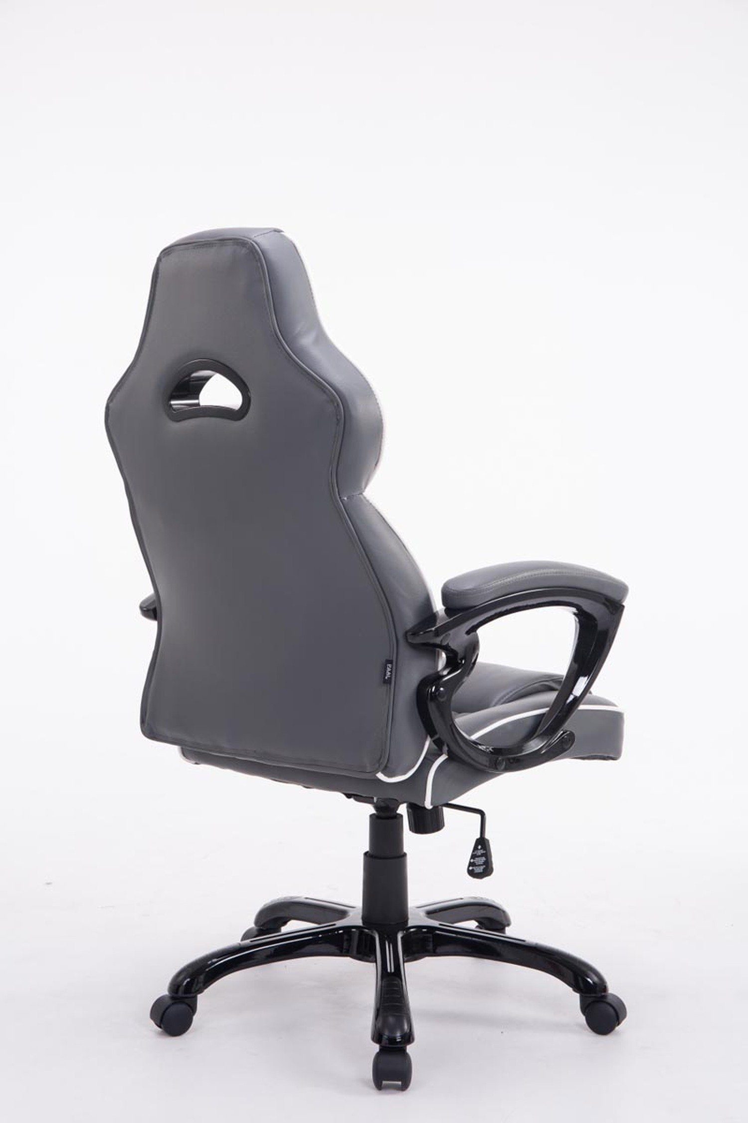 TPFLiving Bürostuhl Bigo Sitzfläche: bequemer grau Kunstleder Gestell: (Schreibtischstuhl, mit Kunststoff schwarz Chefsessel, Bürostuhl Drehstuhl, ergonomisch - Rückenlehne geformter XXL)