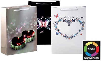 JOKA international Geschenkpapier LED Geschenktaschen Herzen 3er Set Gross 14129, Geschenktasche mit Beleuchtung