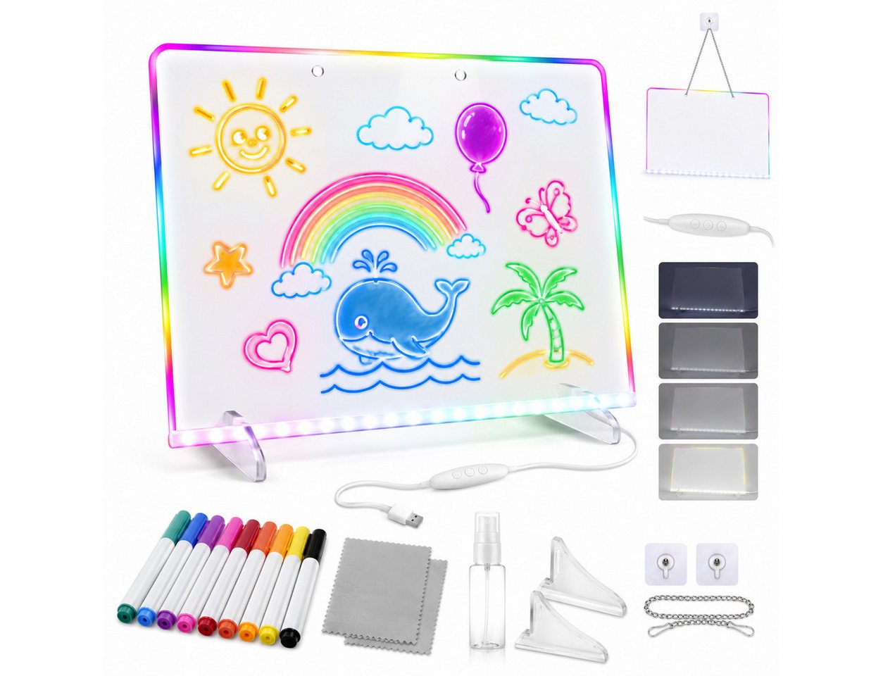 VEKROBOT Memoboard LED Leuchtboard Acryl, Nachrichten, DIY, Geschenk, leuchtende Tafel, (Set, 1-tlg., Halloween-Geschenk – LED-Acrylboard für Nachrichten & Notizen), Leuchtender Tischbuchstabe – Nachrichtentafel, Geschenk & Spielzeug