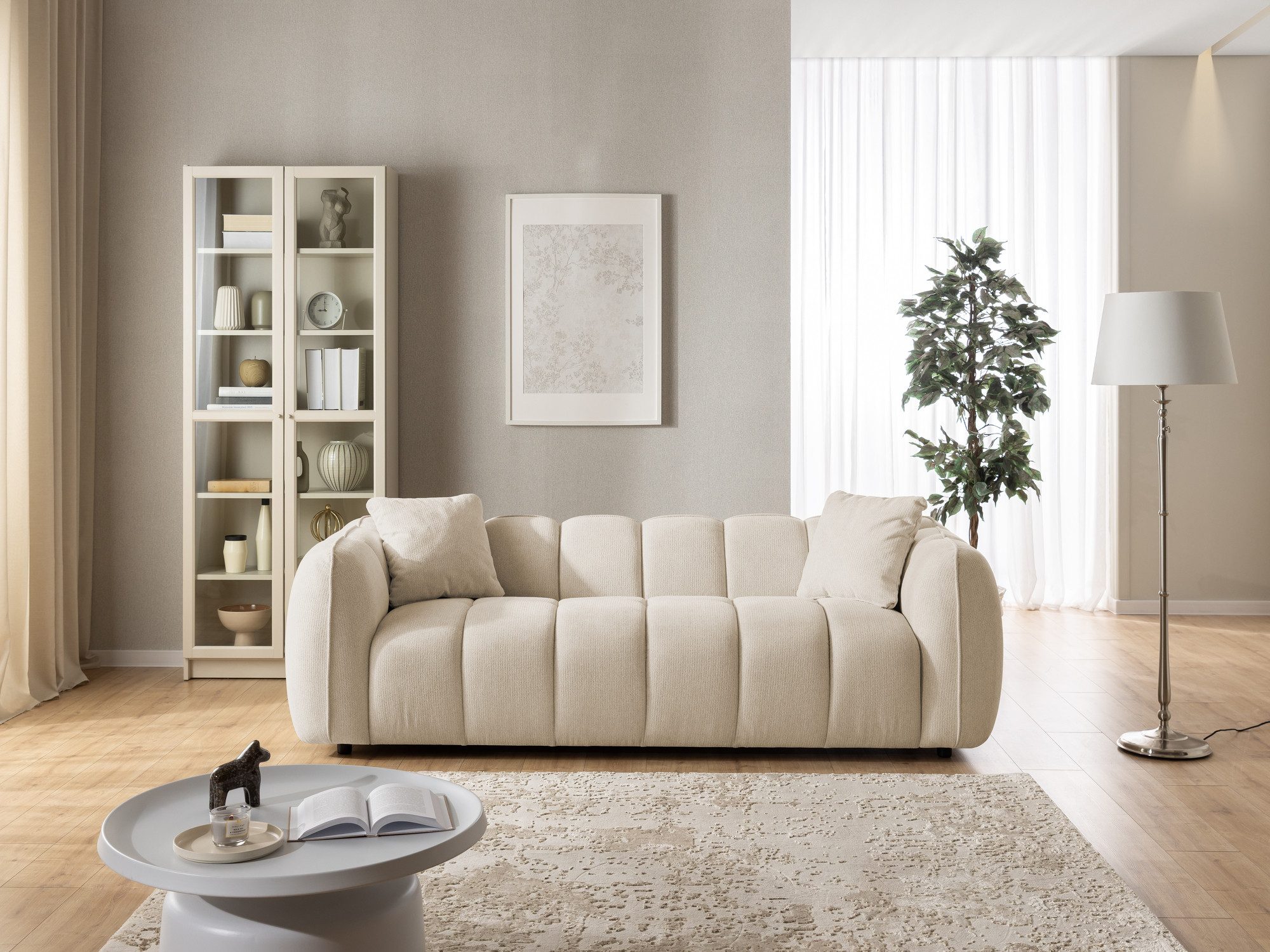 S-Style Möbel Sofa 3-Sitzer Nubira in tief gesteppter Bubble-Optik aus Strukturstoff, mit modernem Design und Wellenfederung – Bild 5 von 5