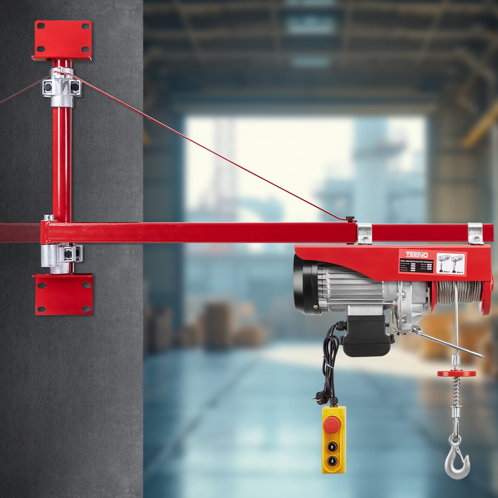 TEENO Schwenkarm für elektrische Hebezeuge, 180° schwenkbarer Hebezeug-Stützarm, (1-tlg., 200–300 kg Tragkraft für Werkstatt und Garage)