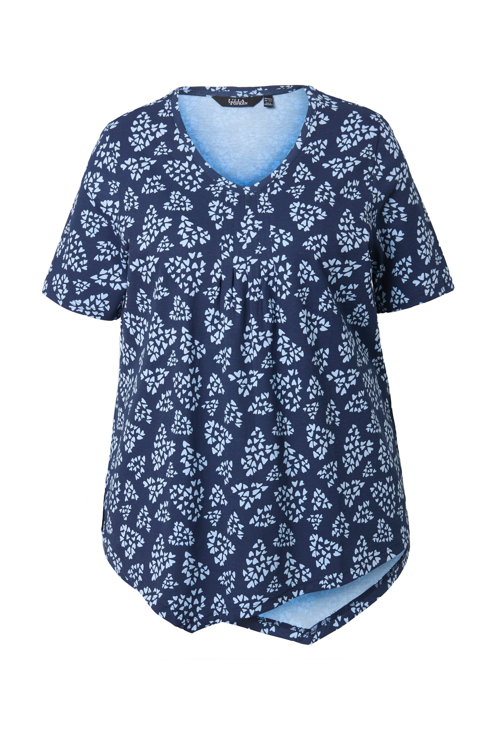 Ulla Popken T-Shirt T-Shirt Herzen A-Linie V-Ausschnitt Halbarm günstig online kaufen