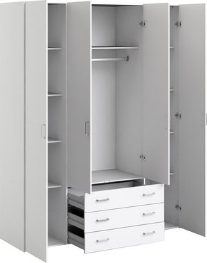 Home affaire Kleiderschrank graue Stangengriffe, einfache Selbstmontage, 200,4 x 154 x 49,5 cm