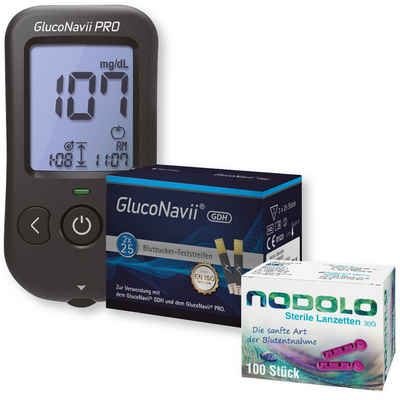 GlucoNavii Blutzuckermessgerät Pro mit Bluetooth in MG, Blutzuckermessgerät komplettset, Ink. 60 Blutzucker Teststreifen, 110 Lanzetten und 1 Lanzettiergerät