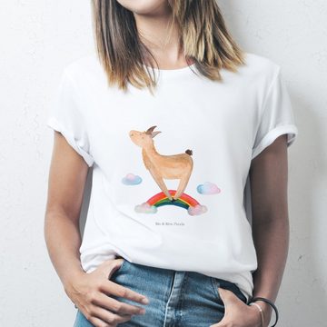 Mr. & Mrs. Panda T-Shirt Lama Regenbogen - Weiß - Geschenk, T-Shirt mit Spruch, Alpaka, Party, (1-tlg)