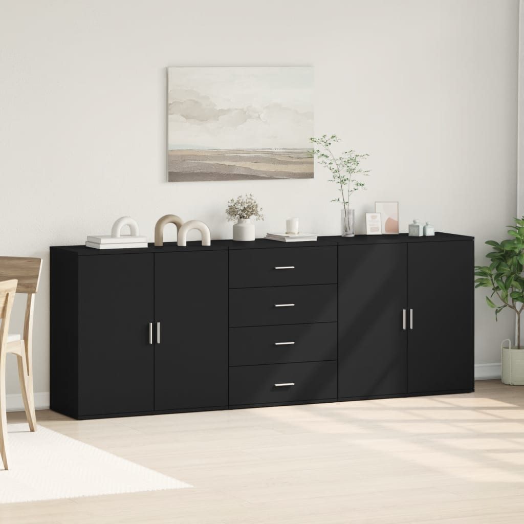 vidaXL Sideboard Sideboards 3 Stk. Schwarz günstig online kaufen