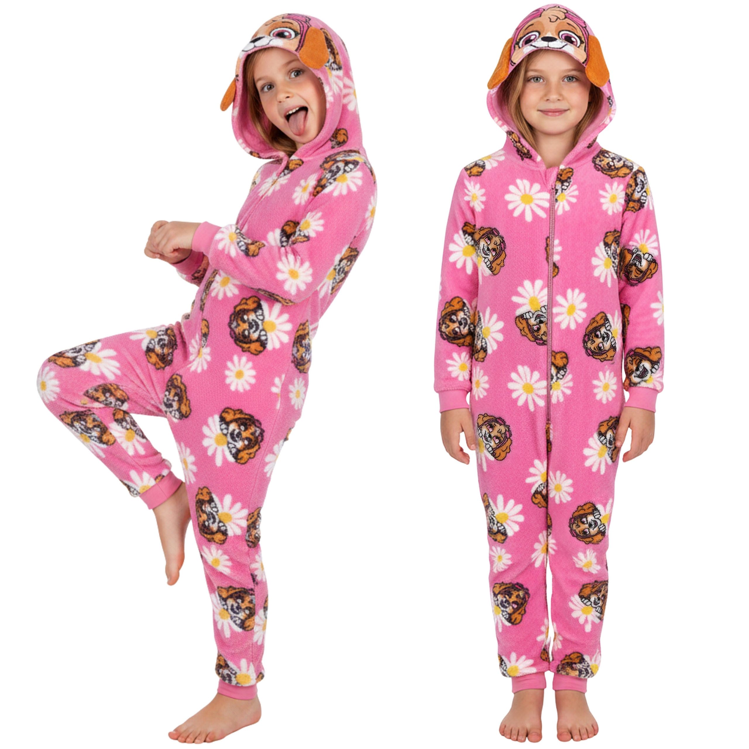 Schlafanzug Paw Patrol Skye Fleece Overall mit Kapuze für Mädchen, warm