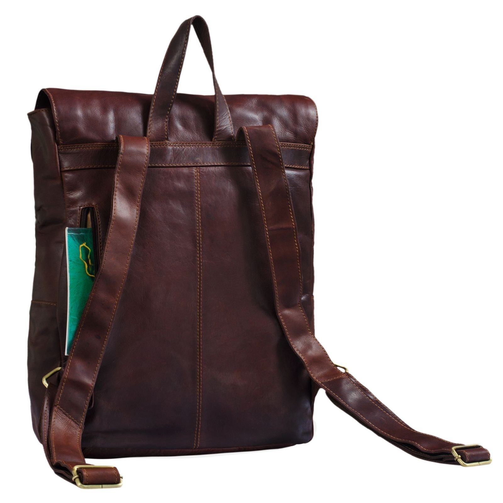 STILORD Notebook-Rucksack "Manila" Vintage Leder Rucksack Damen Herren mit Laptopfach 15 16"