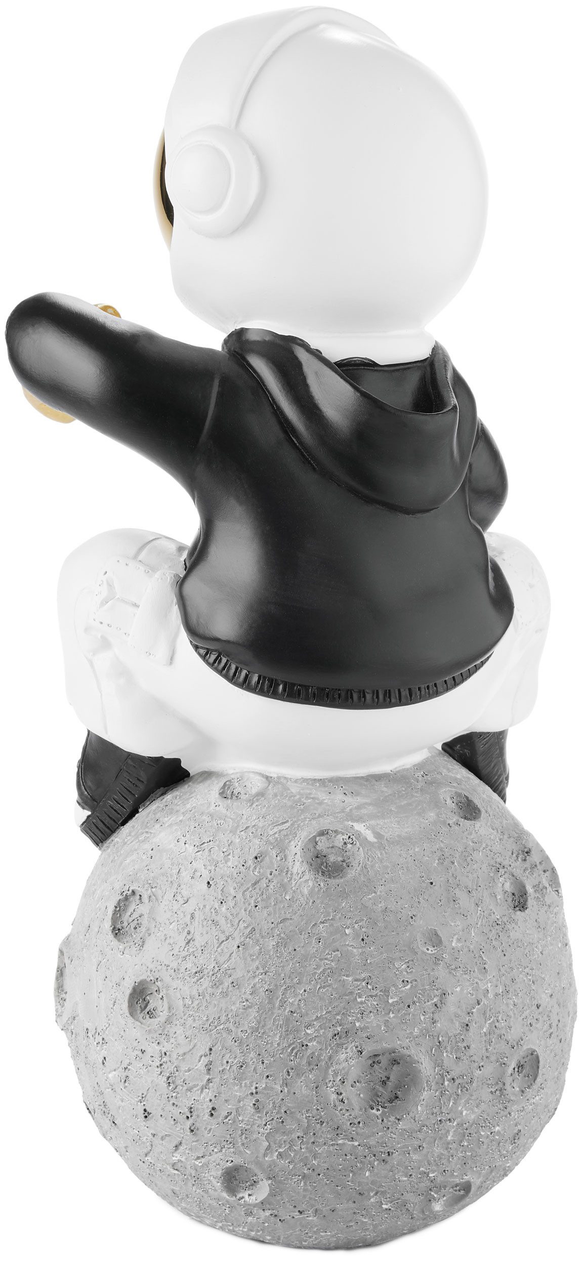 BRUBAKER Dekofigur Astronaut sitzt auf dem Mond in cooler Pose - 24 cm Weltraum Figur (Deko Raumfahrt Skulptur, 1 St., Gold, Schwarz und Weiß), Handbemalte Statue mit verchromtem Helm und schwarzem Hoodie
