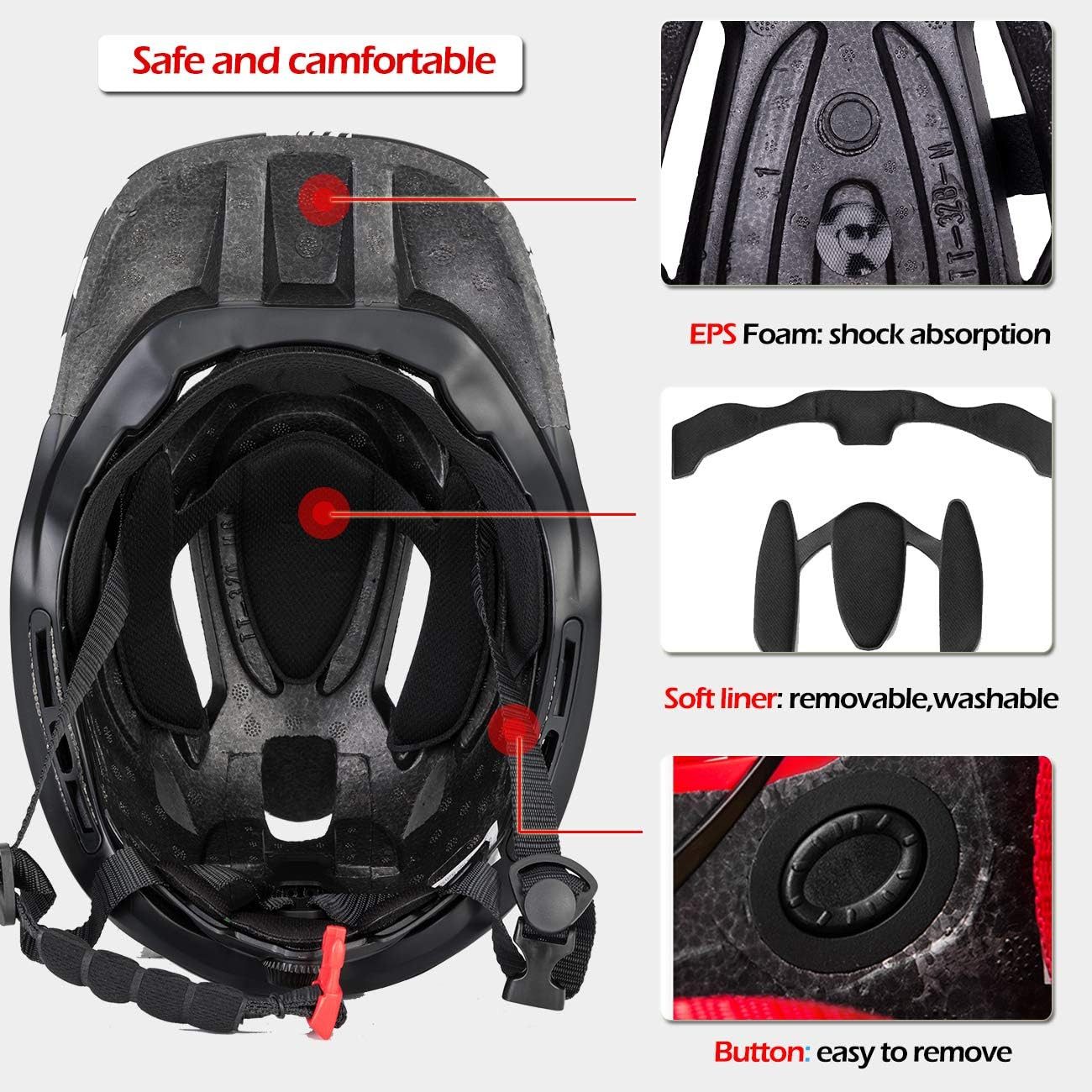 ROCKBROS Kinderhelm Integriert Fahrradhelm Kinder Jugend Fullface Helm (S 48-53cm M 53-58cm), mit Abnehmbarem Kinnschutz BMX MTB Downhill Helm