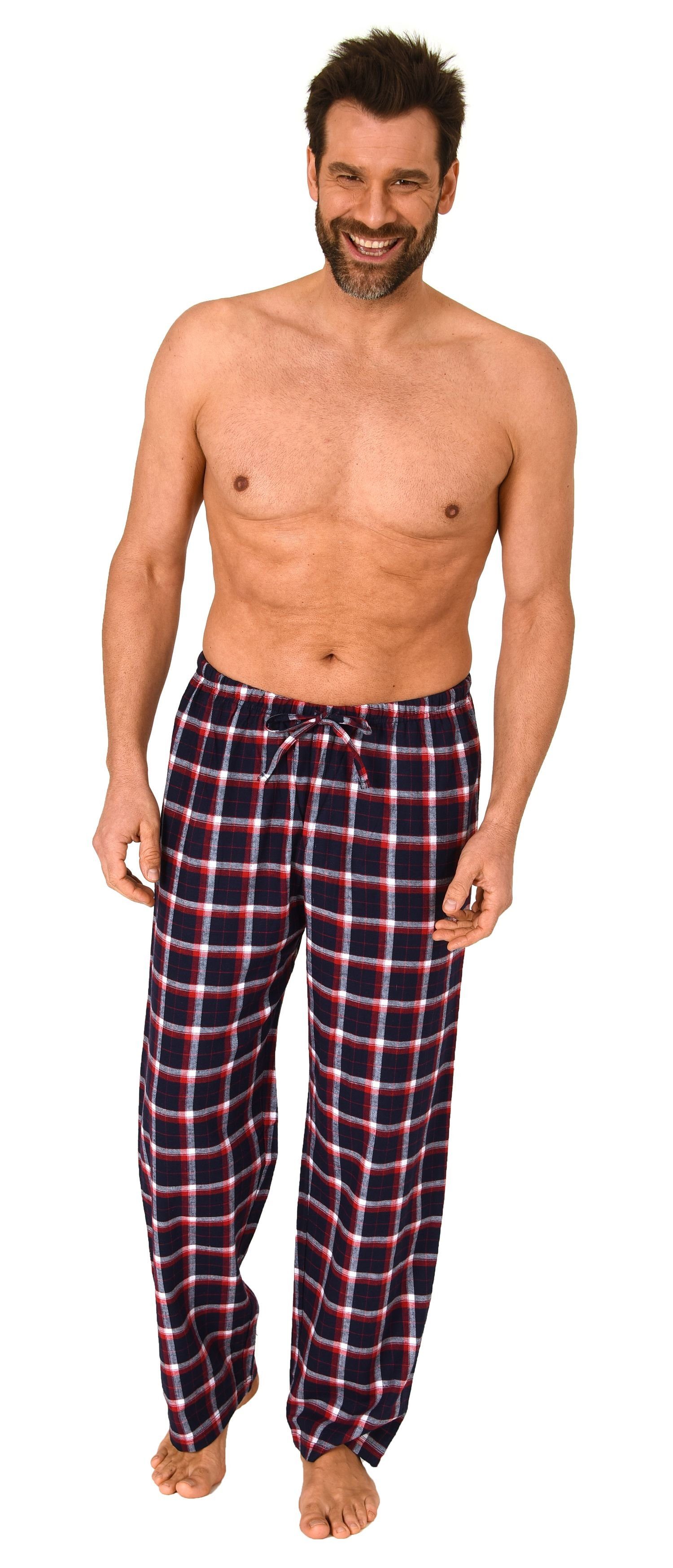 Normann Pyjama Herren Flanell Schlafanzug Hose in Karo-Optik