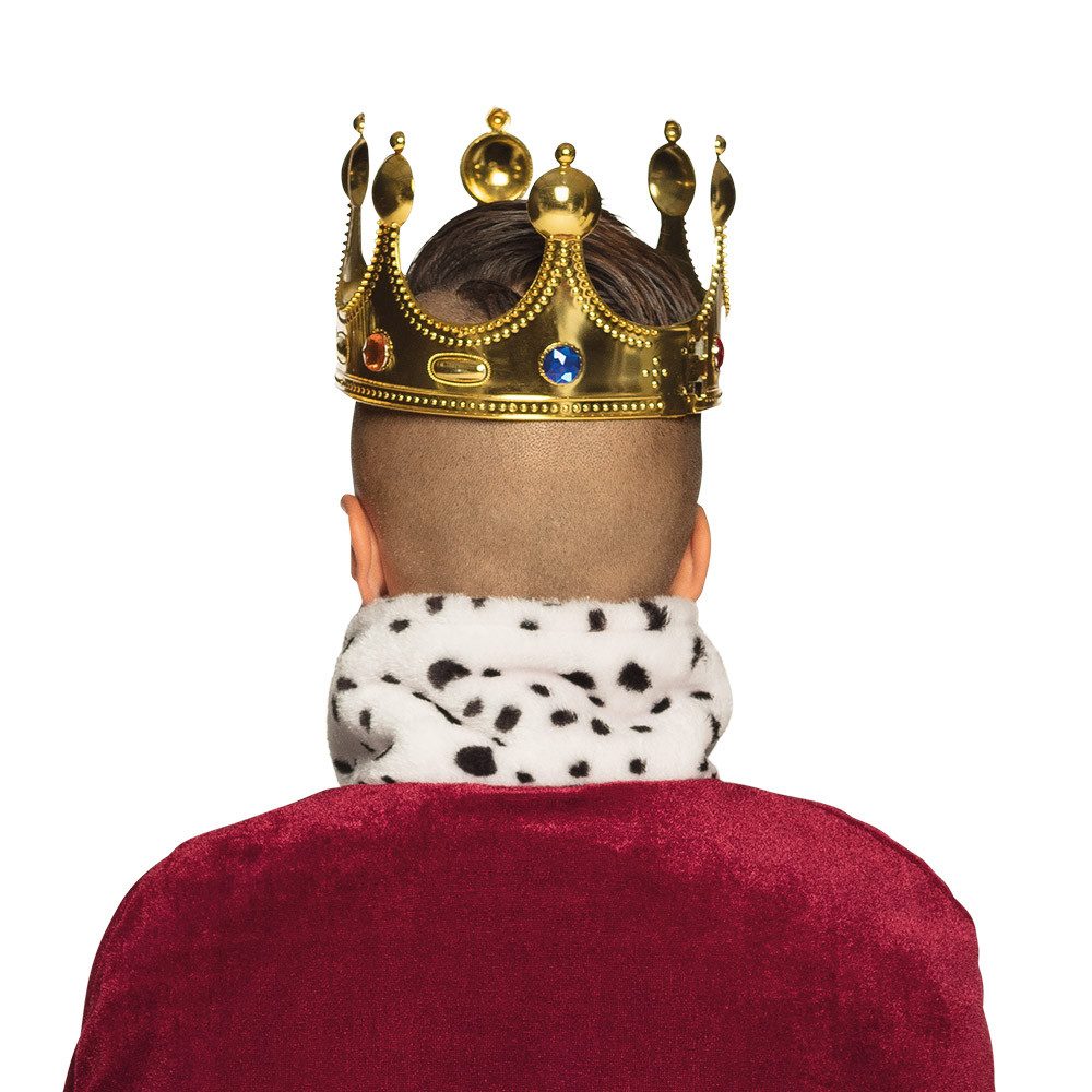 Boland Costume Children's Crown King - Golden Crown for Children's Costume, Carnival Party, with colorful shiny stones, soft foam lining