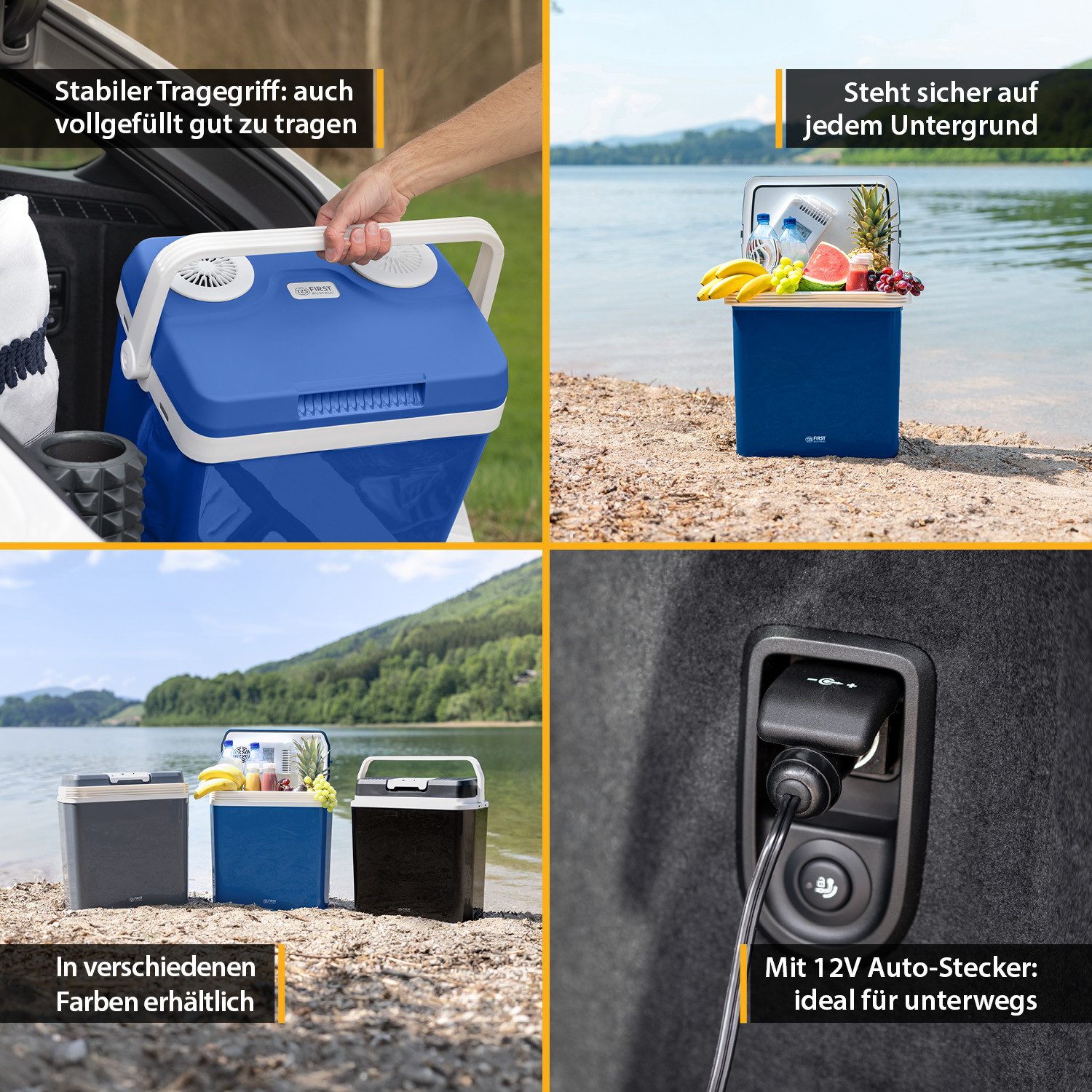 TZS FIRST AUSTRIA Elektrische Kühlbox 32L, Mini-Kühlschrank, 12V /230V Anschluss, 12-V-Stecker fürs Auto, für Camping, Festivals, Reisen, mit Kühl- und Warmhalt – Bild 5 von 5