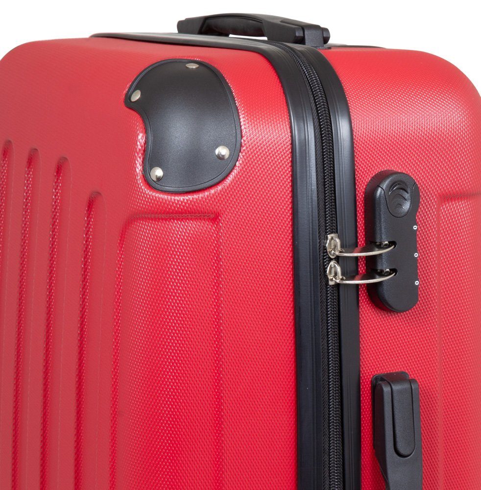 Trendyshop365 Hartschalen-Trolley Hartschalenkoffer mit Doppelrollen - Handgepäck Weekender Reisekoffer, robust, Doppelrollen, Zahlenschloss, 2 Tragegriffe, extra Kantenschutz