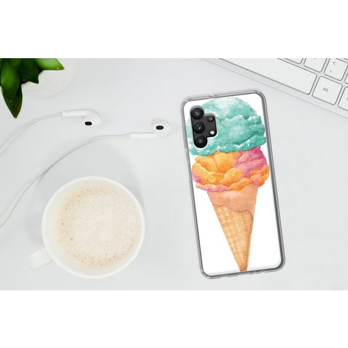 MuchoWow Handyhülle Aquarell - Eis - Hoorn Handyhülle Samsung Galaxy A32 5G Smartphone-Bumper Print Handy ZV10953