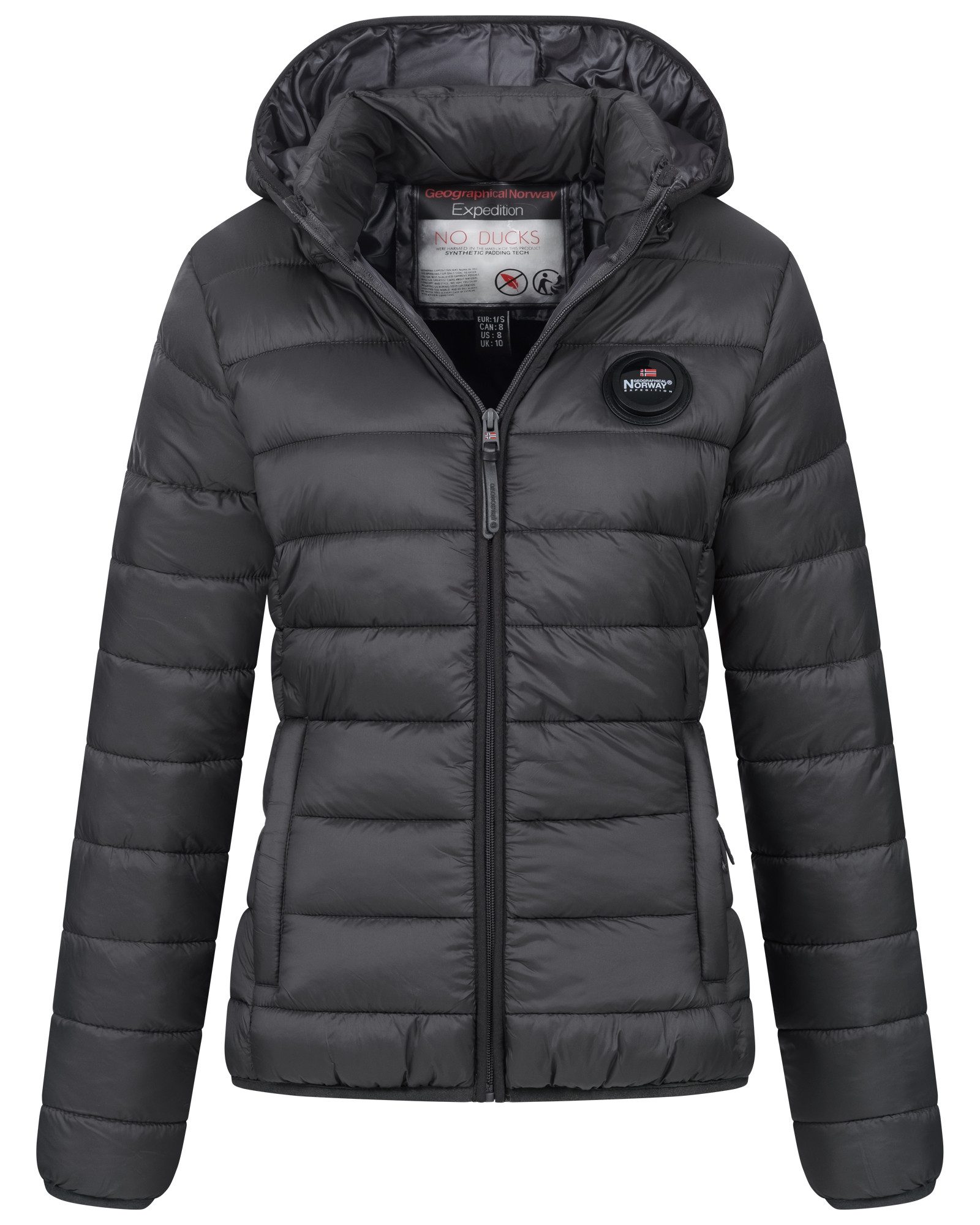 Geographical Norway Steppjacke Damen Herbst Winter Übergangsjacke Steppjacke Outdoor leicht Kapuze