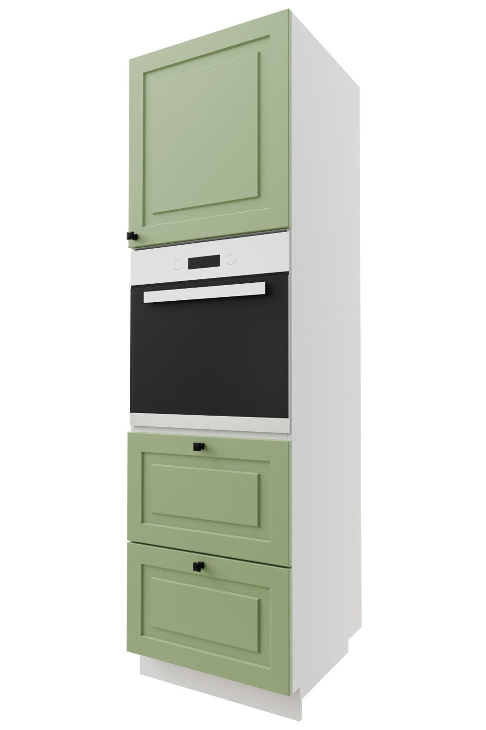 Feldmann-Wohnen Backofenumbauschrank Rimini (1 Tür, 1 Gerätefach, 2 Schubladen, 1-St., moderne Optik, MDF Kasetten-Fronten, Soft-Close) 60x59x207cm Farbe wählbar