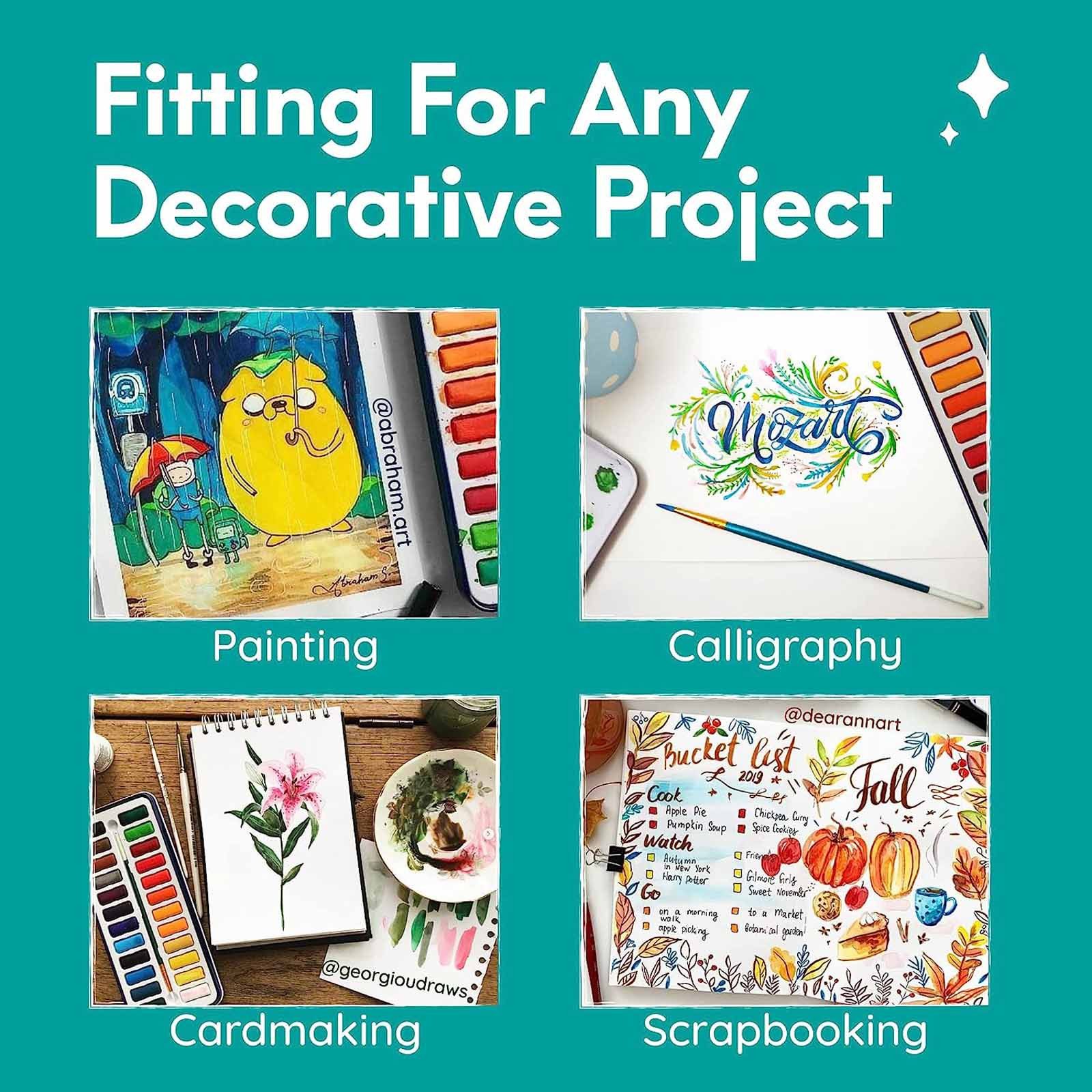 MozArt Supplies Wasserfarbe Aquarellfarben-Set Aquarellkasten Wasserfarben Kasten, 24 lebendige Farben in Metallbox