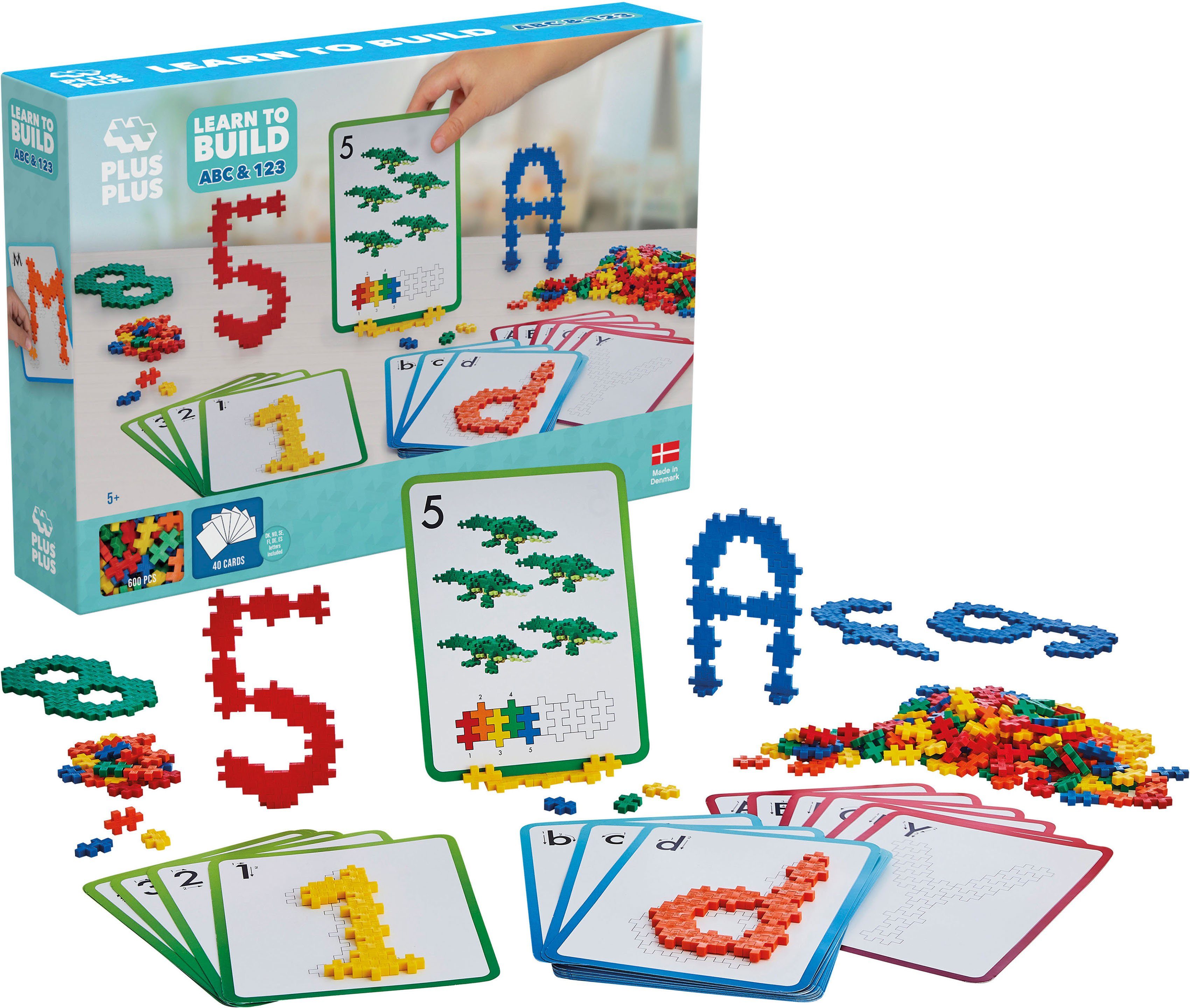 PLUS-PLUS Spielbausteine Kreativ Bausteine ABC & 123, (600 St), Made in Europe