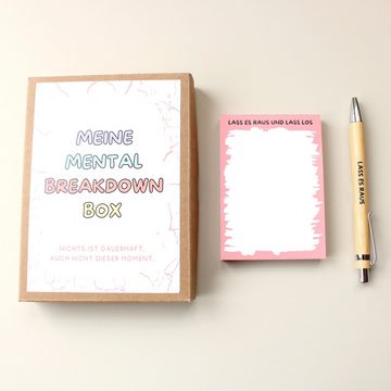 Timando Notizzettel Meine Mental Breakdown Box: Notizblock & Kugelschreiber, Set für emotionale Entlastung und Neubeginn - Humorvolle Selbsthilfe