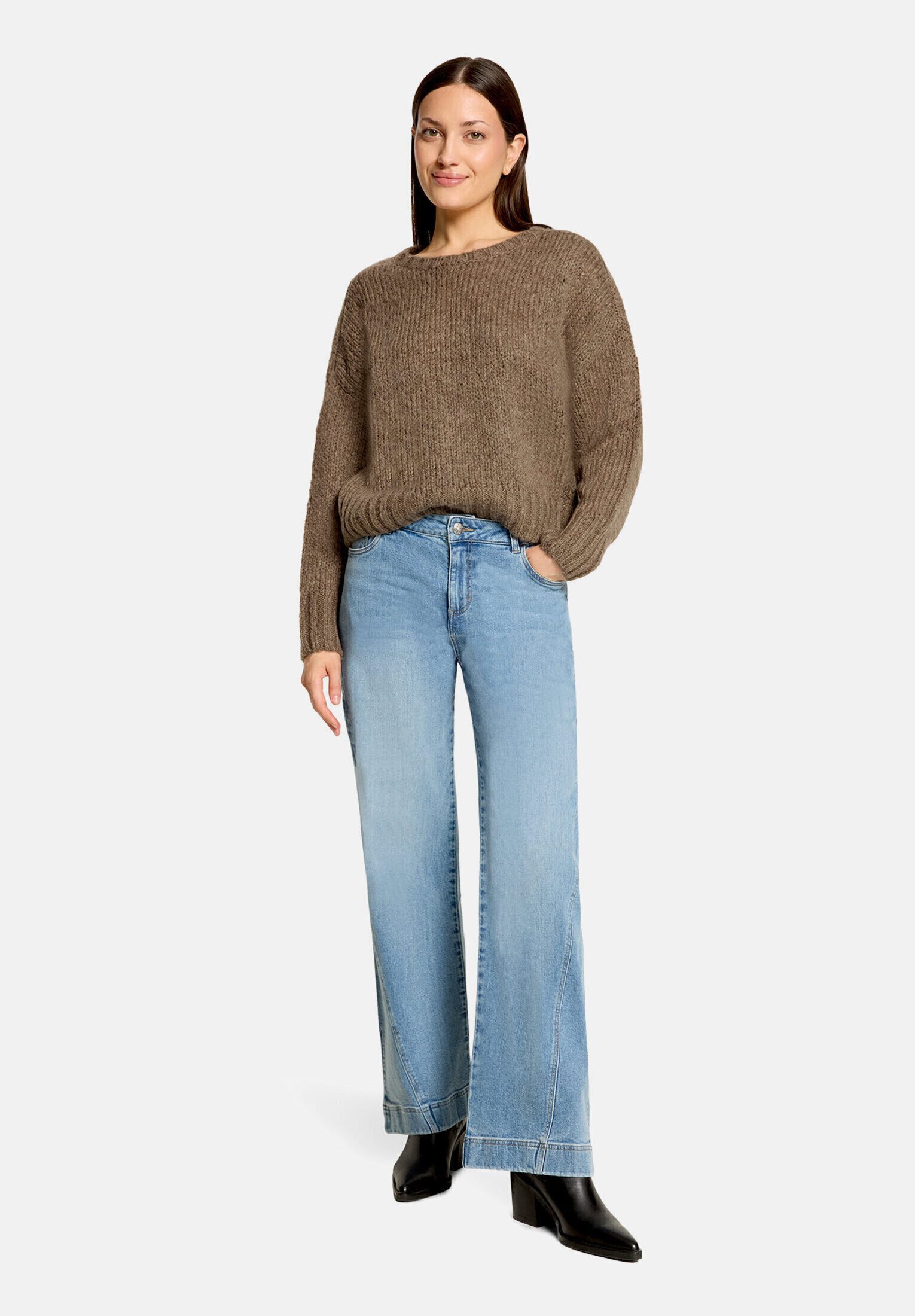 Cartoon Strickpullover Damen mit Rundhalsausschnitt (1-tlg)