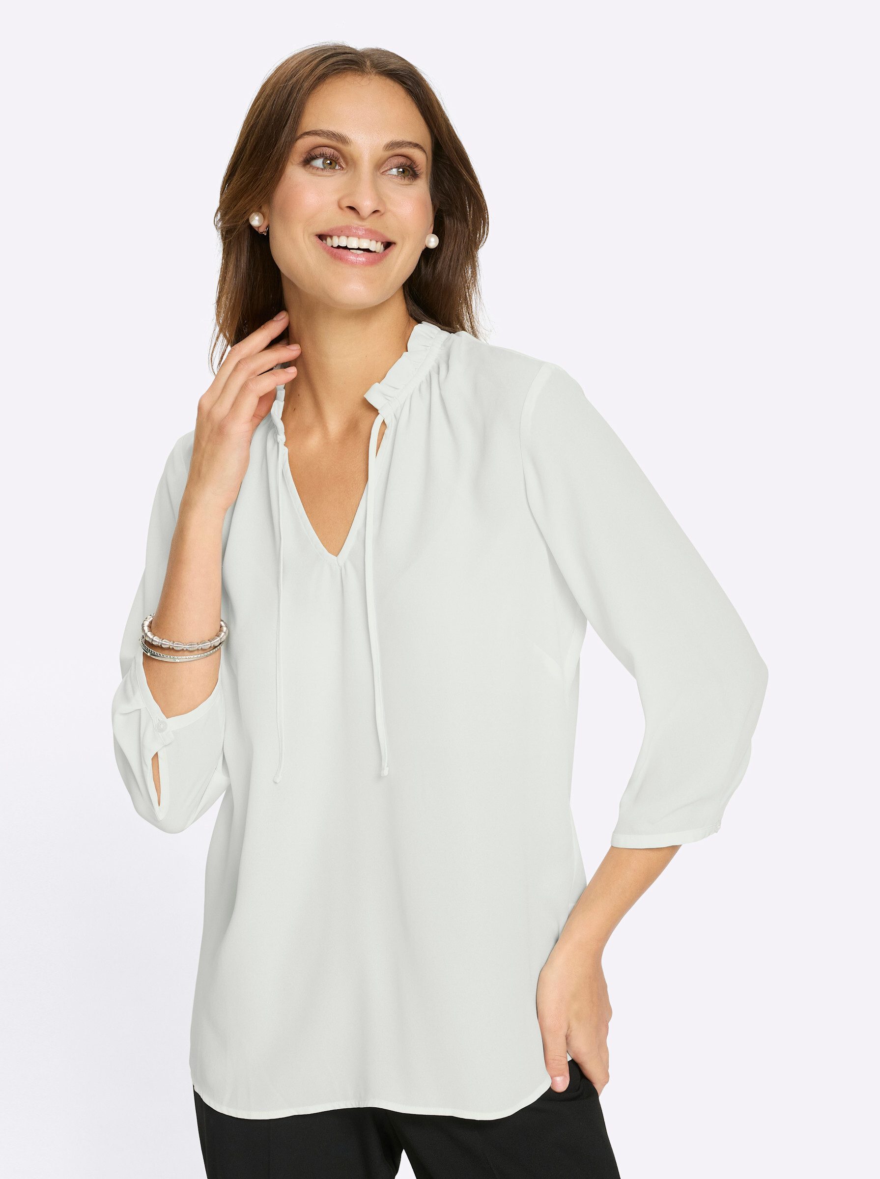 Witt Klassische Bluse Rüschenbluse 3/4-Arm