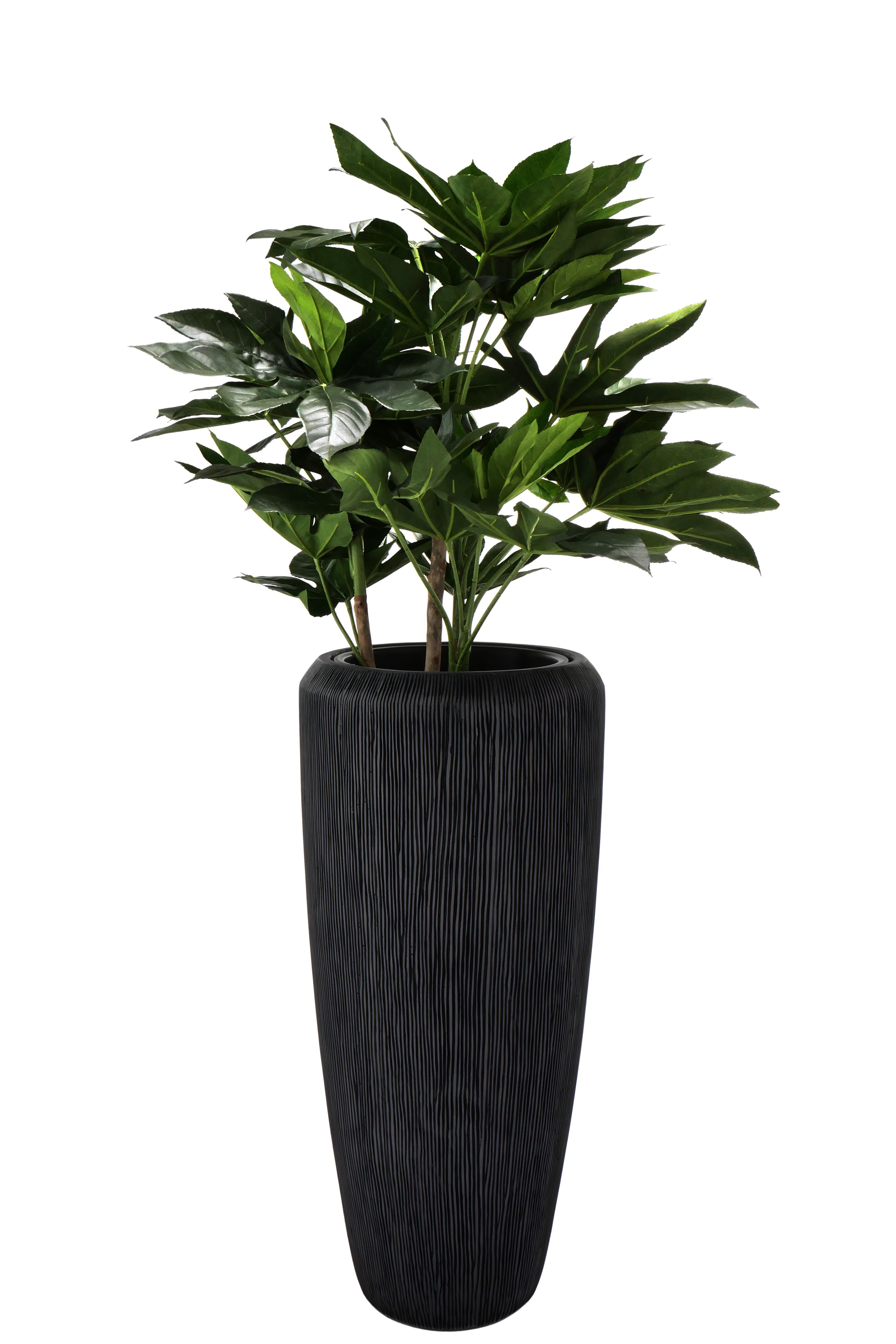 Flingora Bodenvase Esmee, mit Einsatz - Fiberglas - Indoor & Outdoor - Anthrazit - Höhe 75 cm